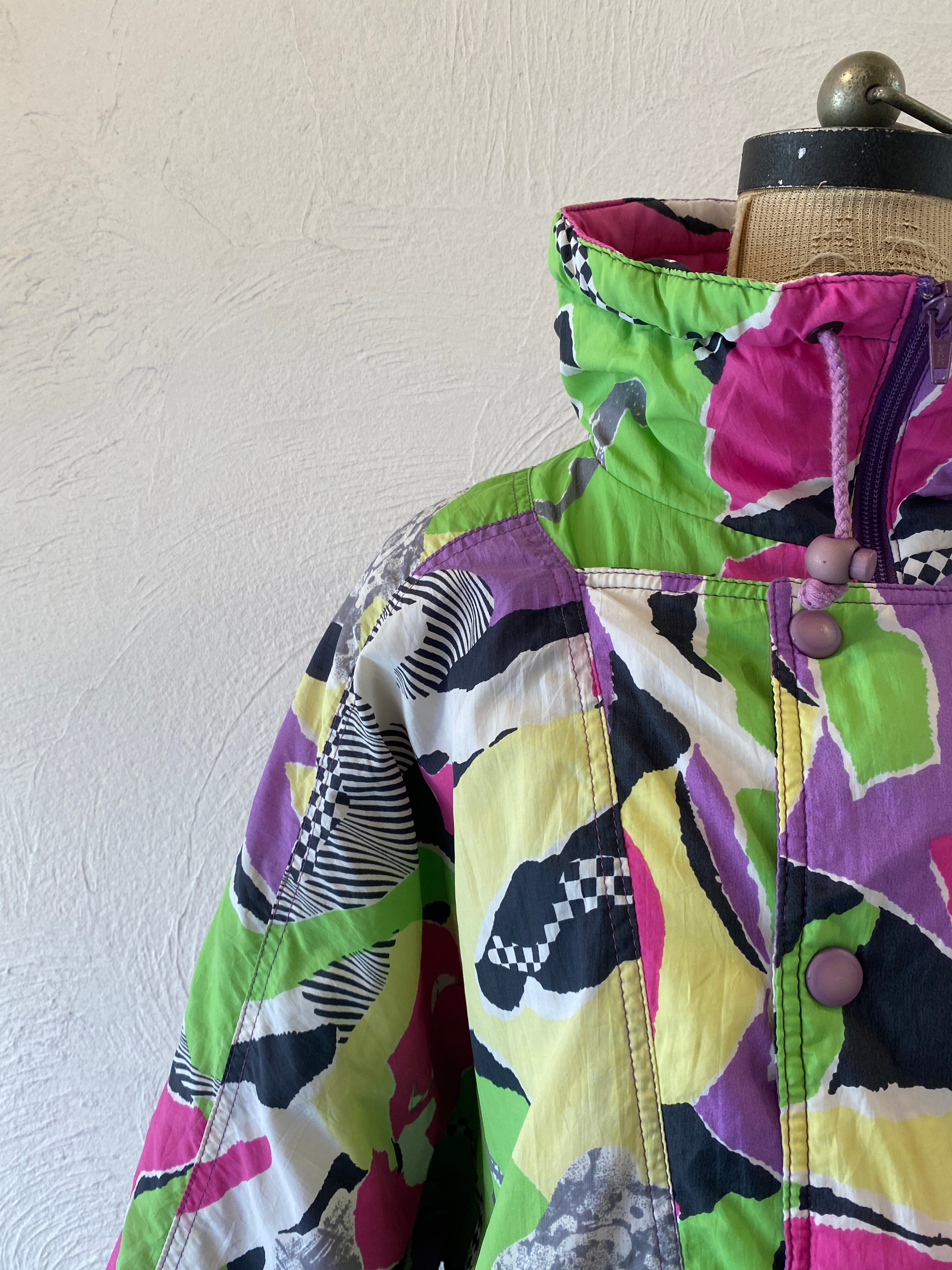 checker&stripe padding pullover