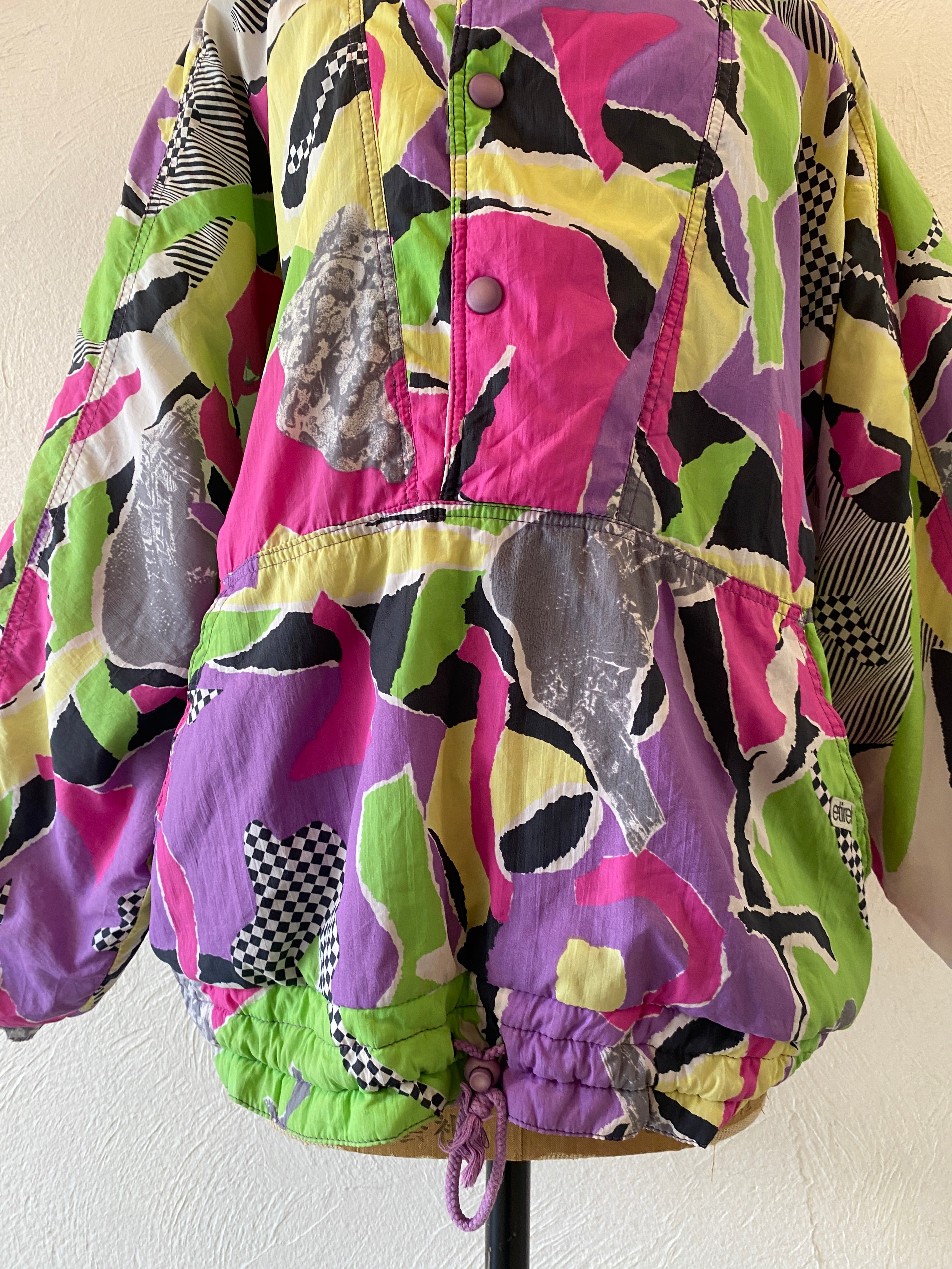 checker&stripe padding pullover