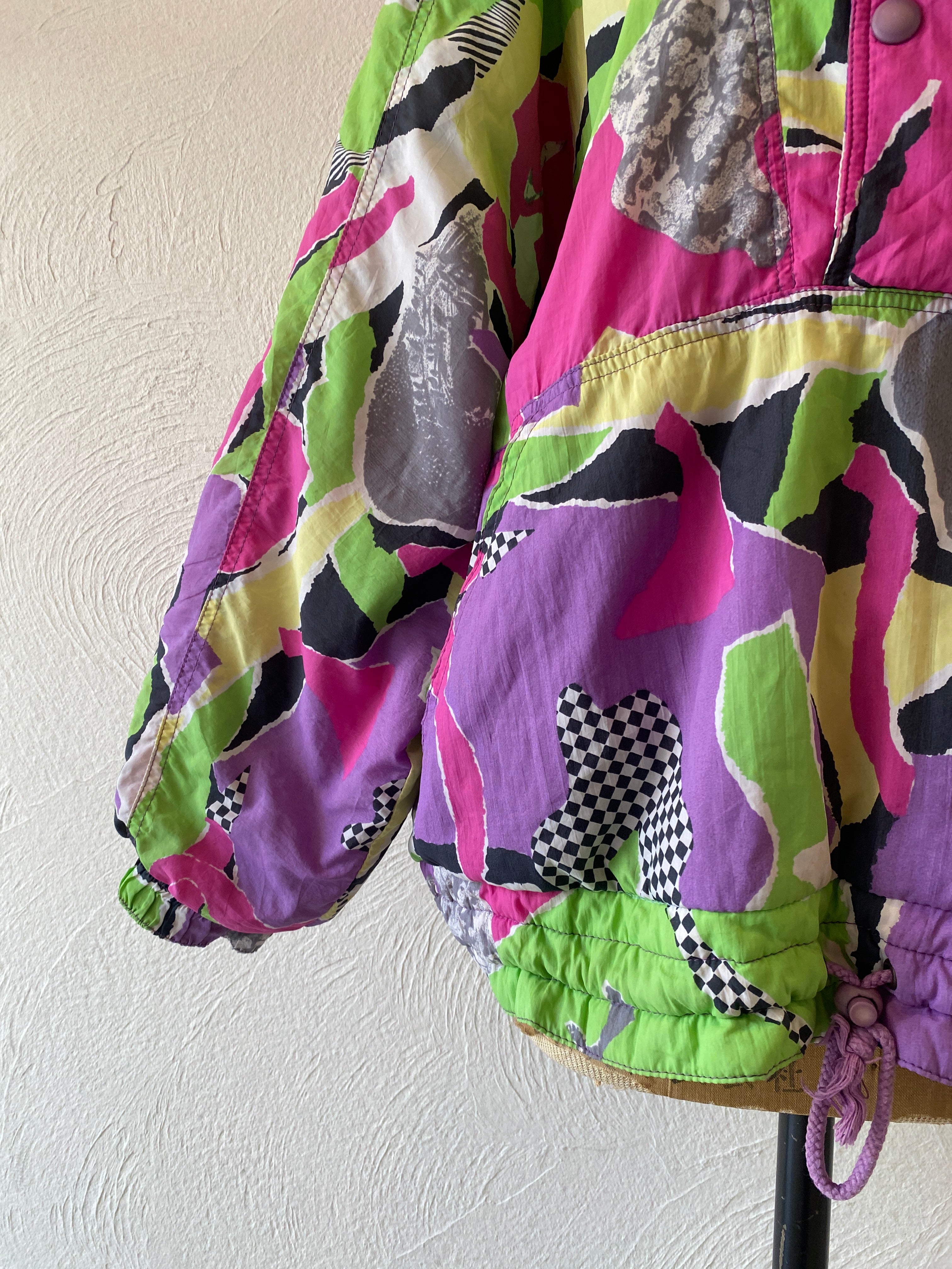 checker&stripe padding pullover