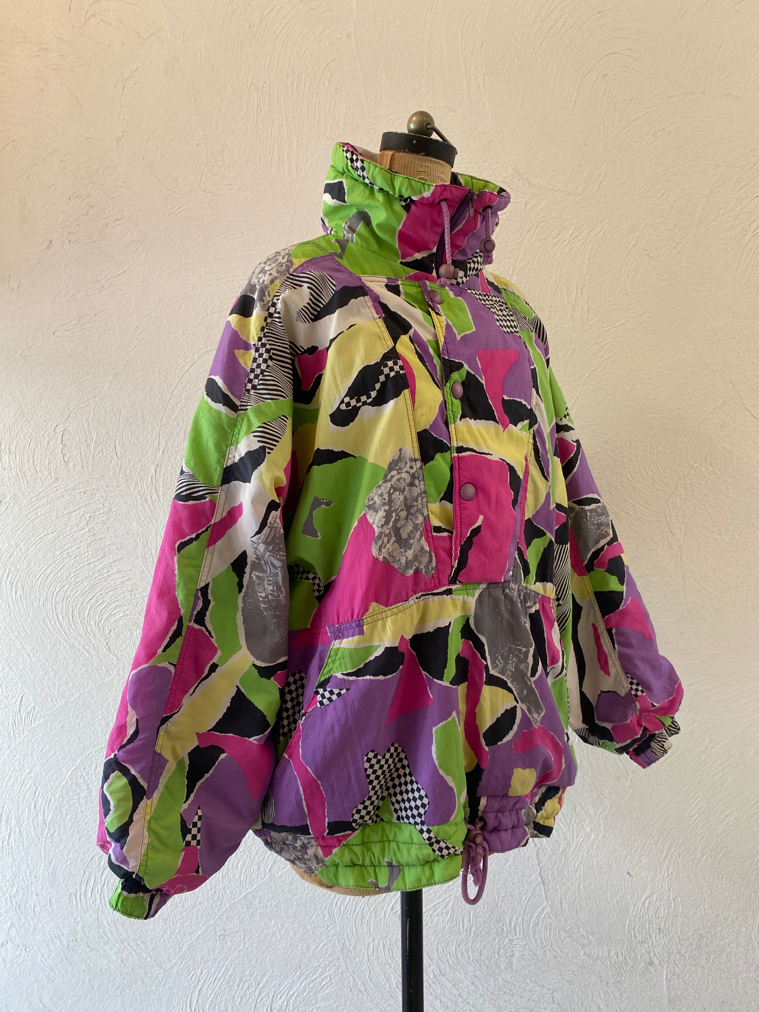 checker&stripe padding pullover