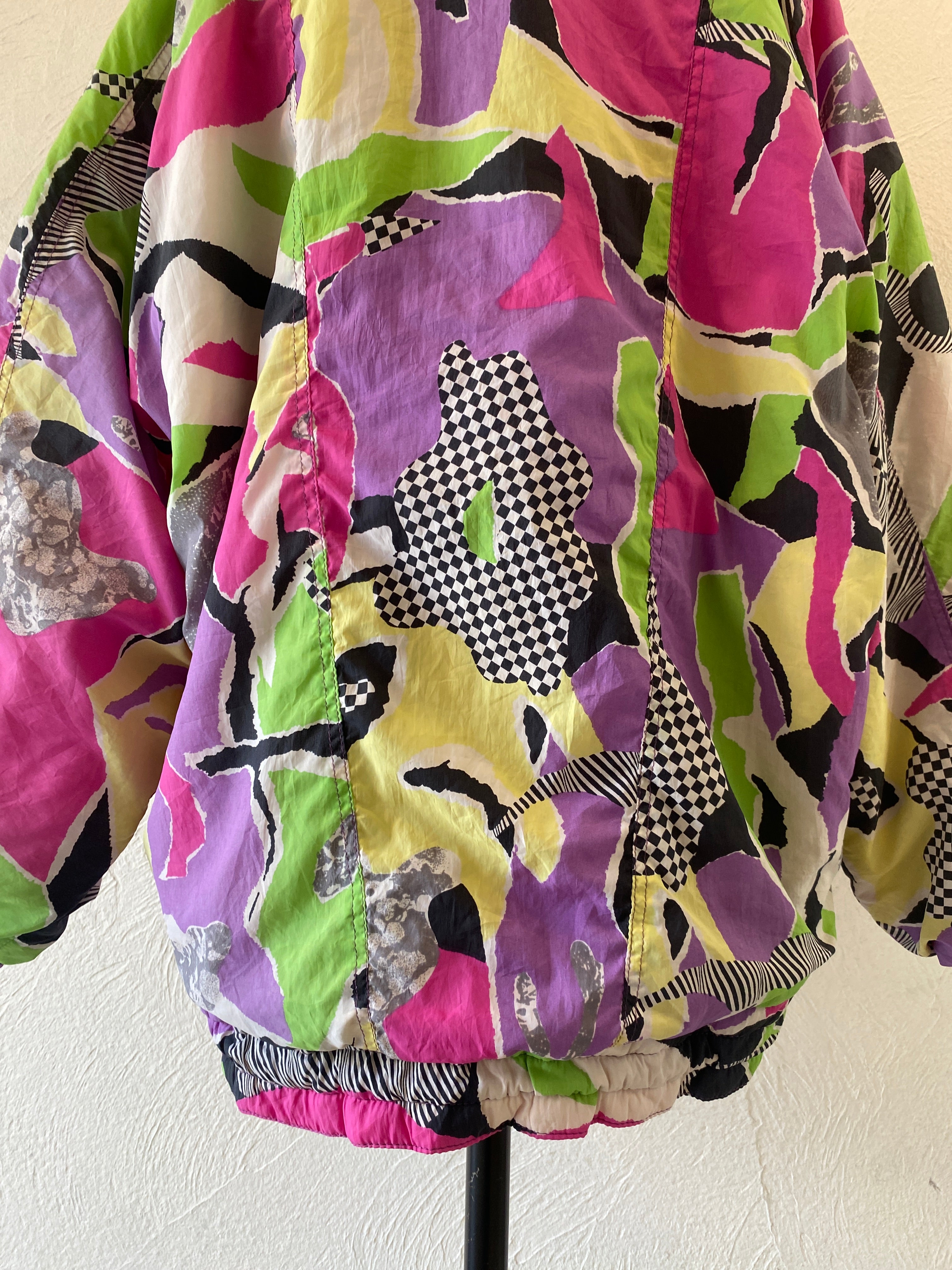 checker&stripe padding pullover