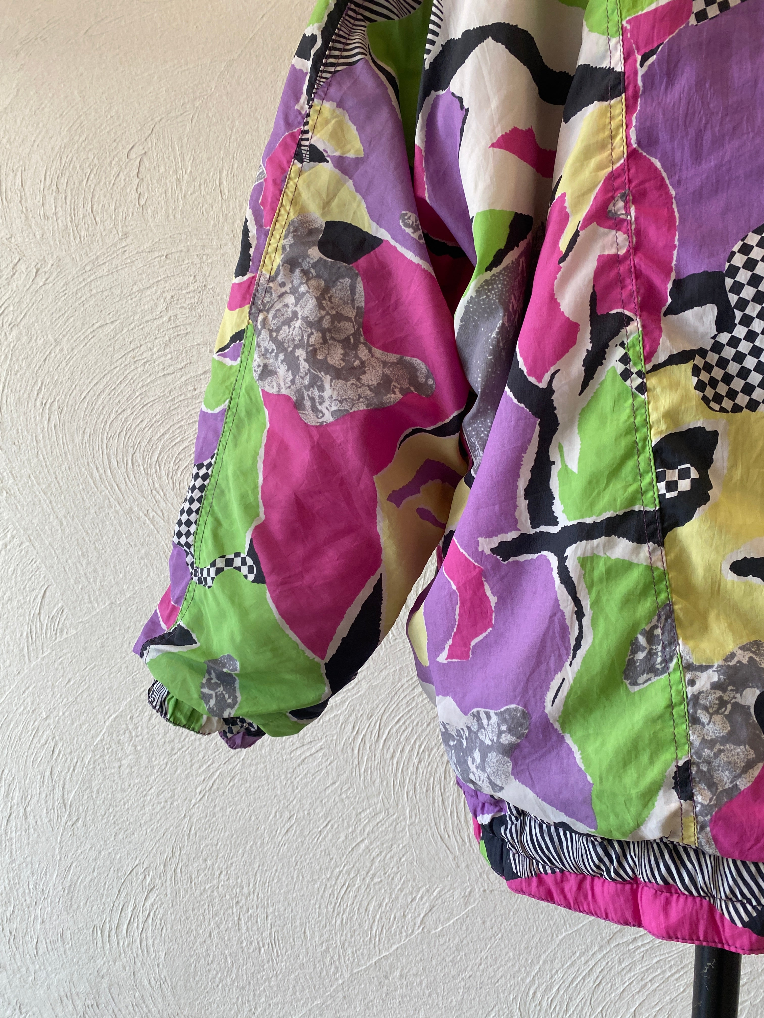 checker&stripe padding pullover