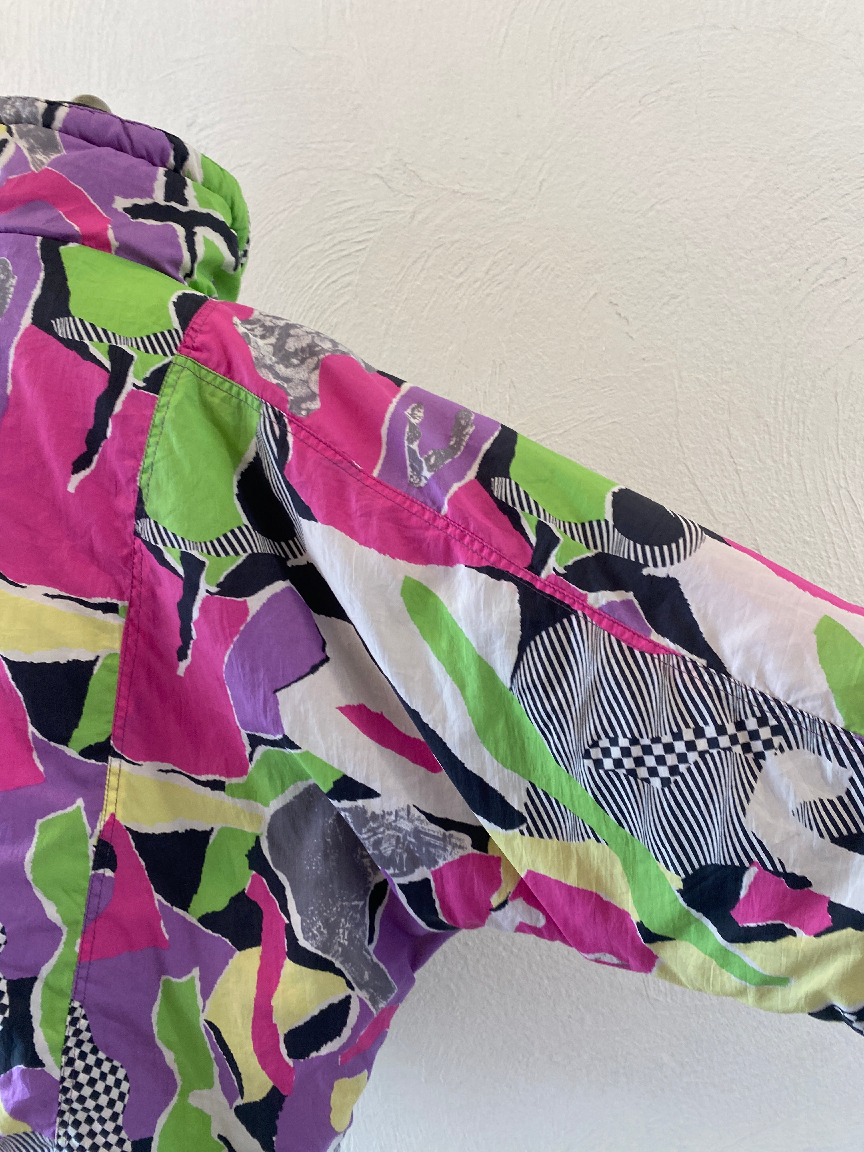 checker&stripe padding pullover