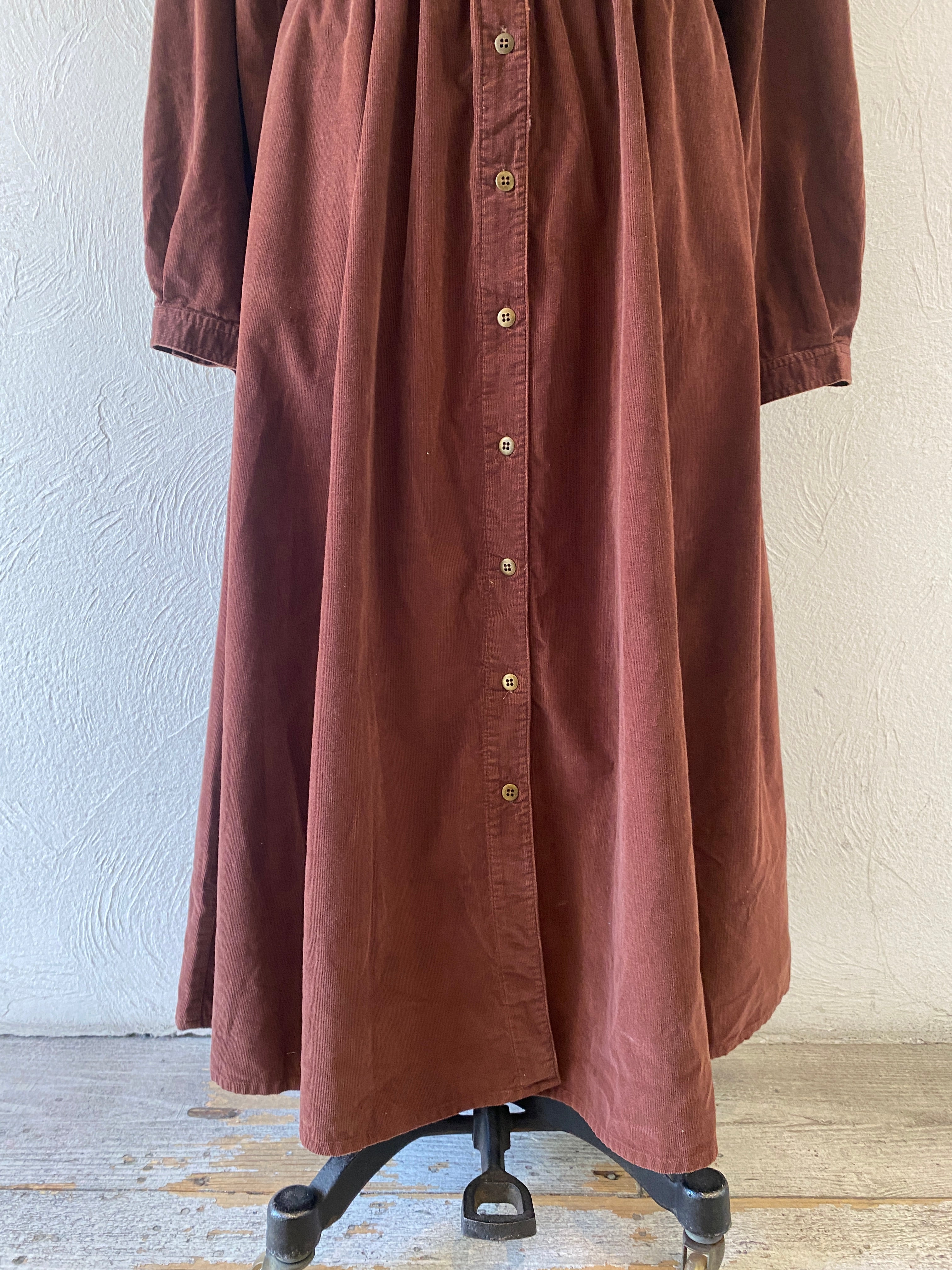 front lace corduroy dress