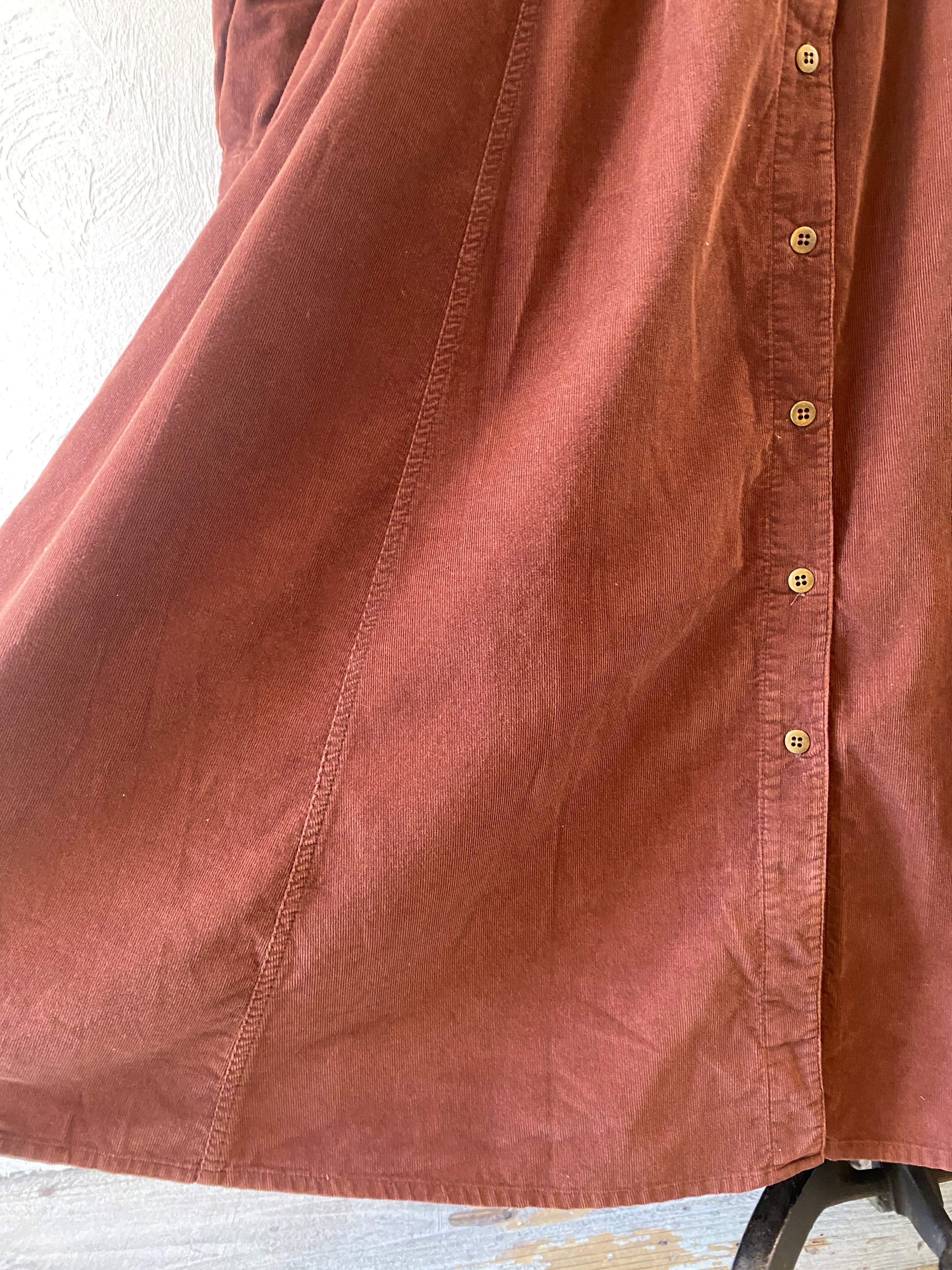 front lace corduroy dress