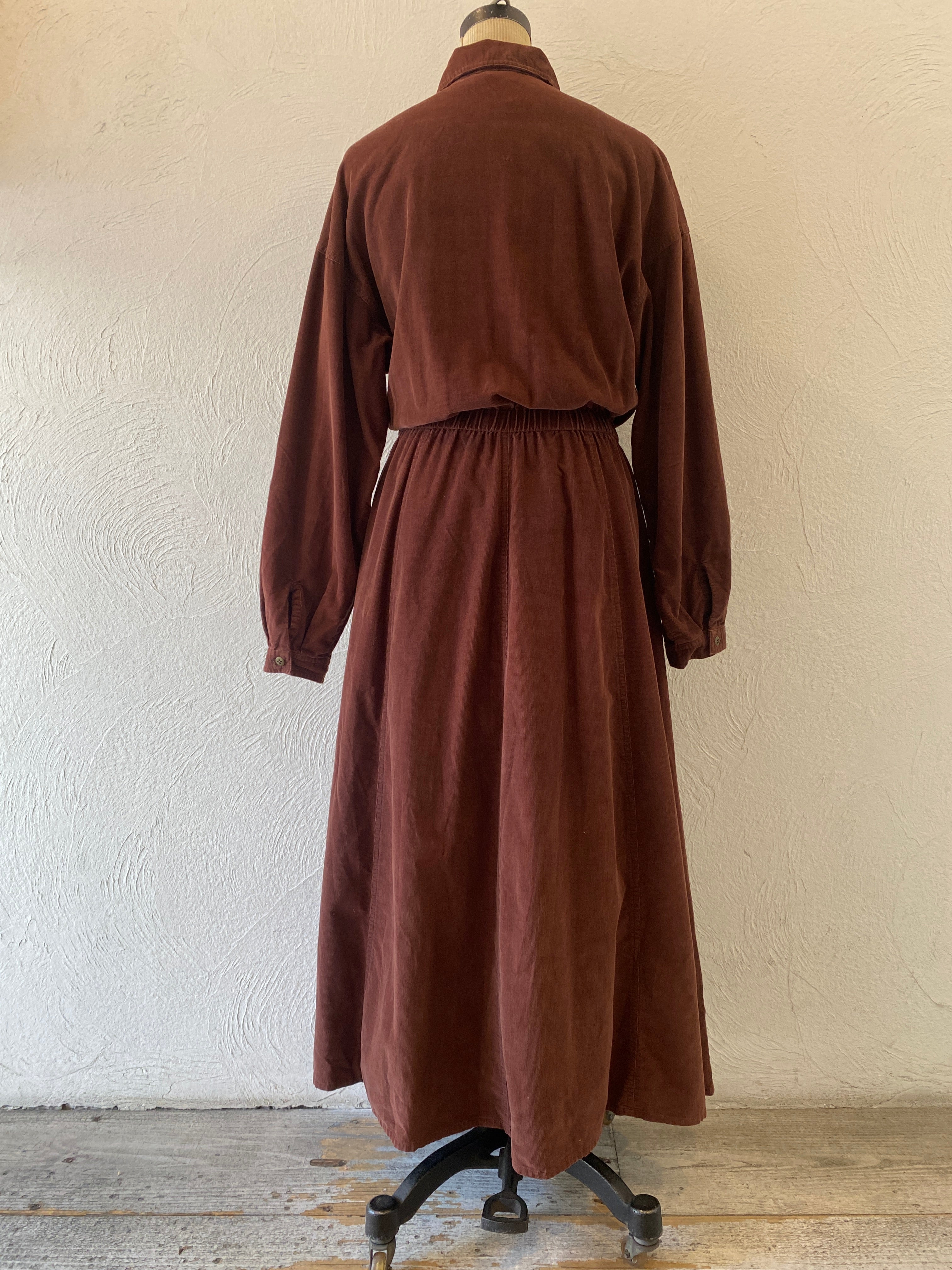 front lace corduroy dress