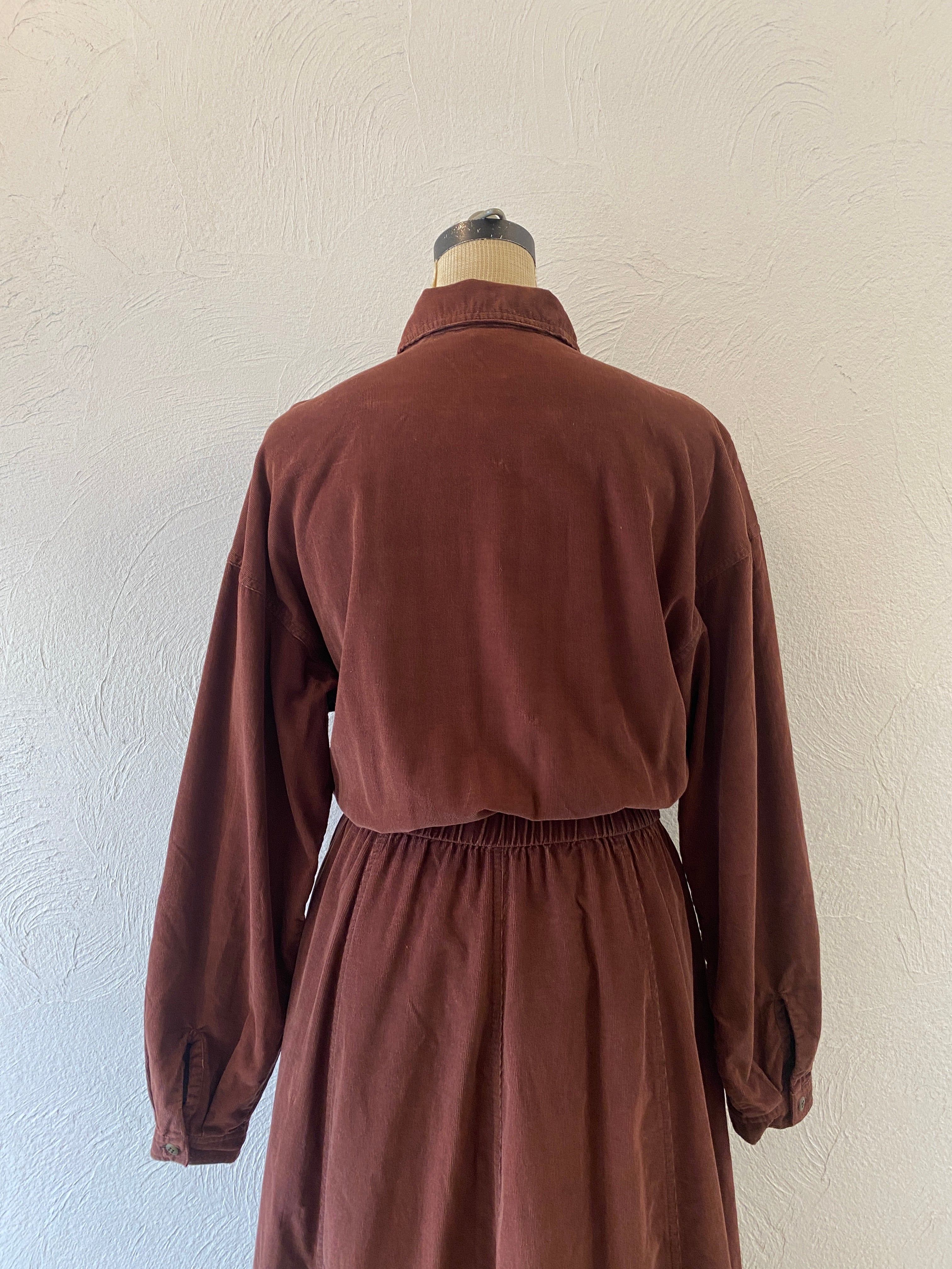 front lace corduroy dress