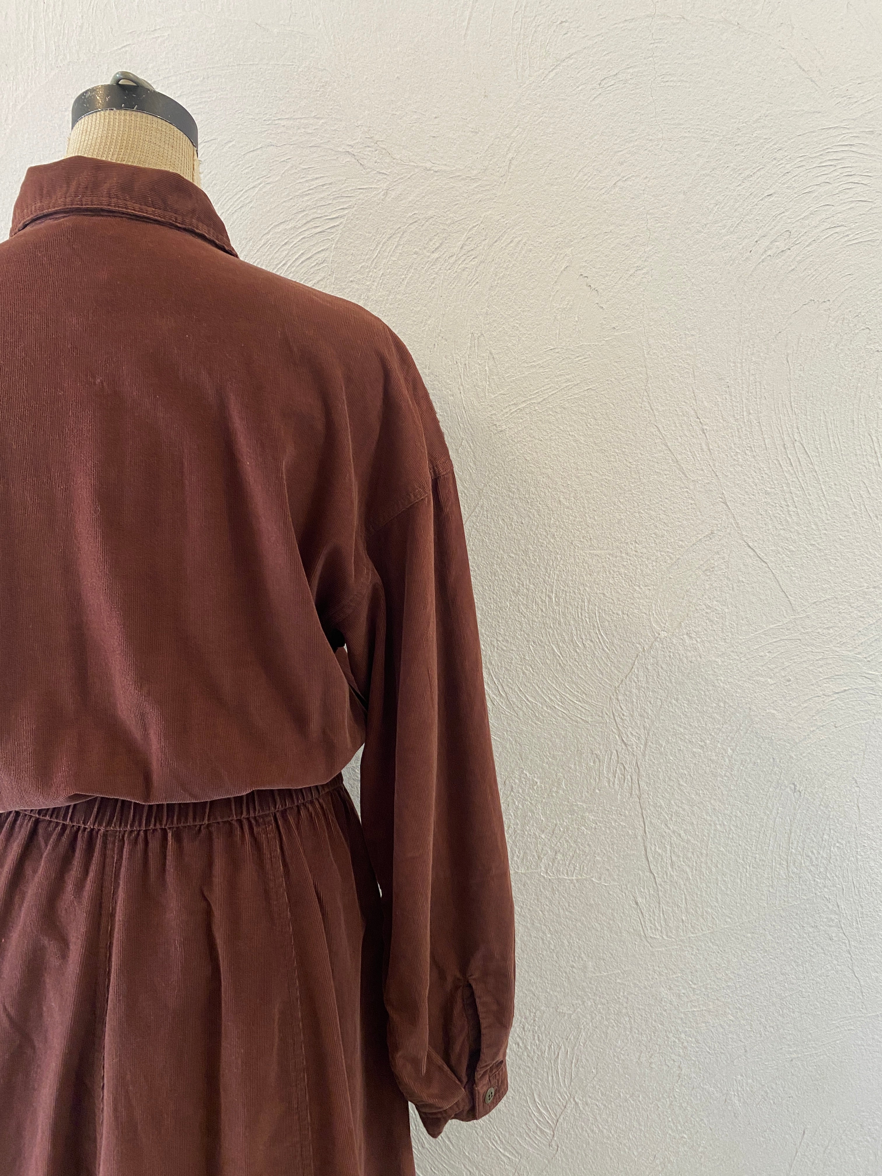 front lace corduroy dress