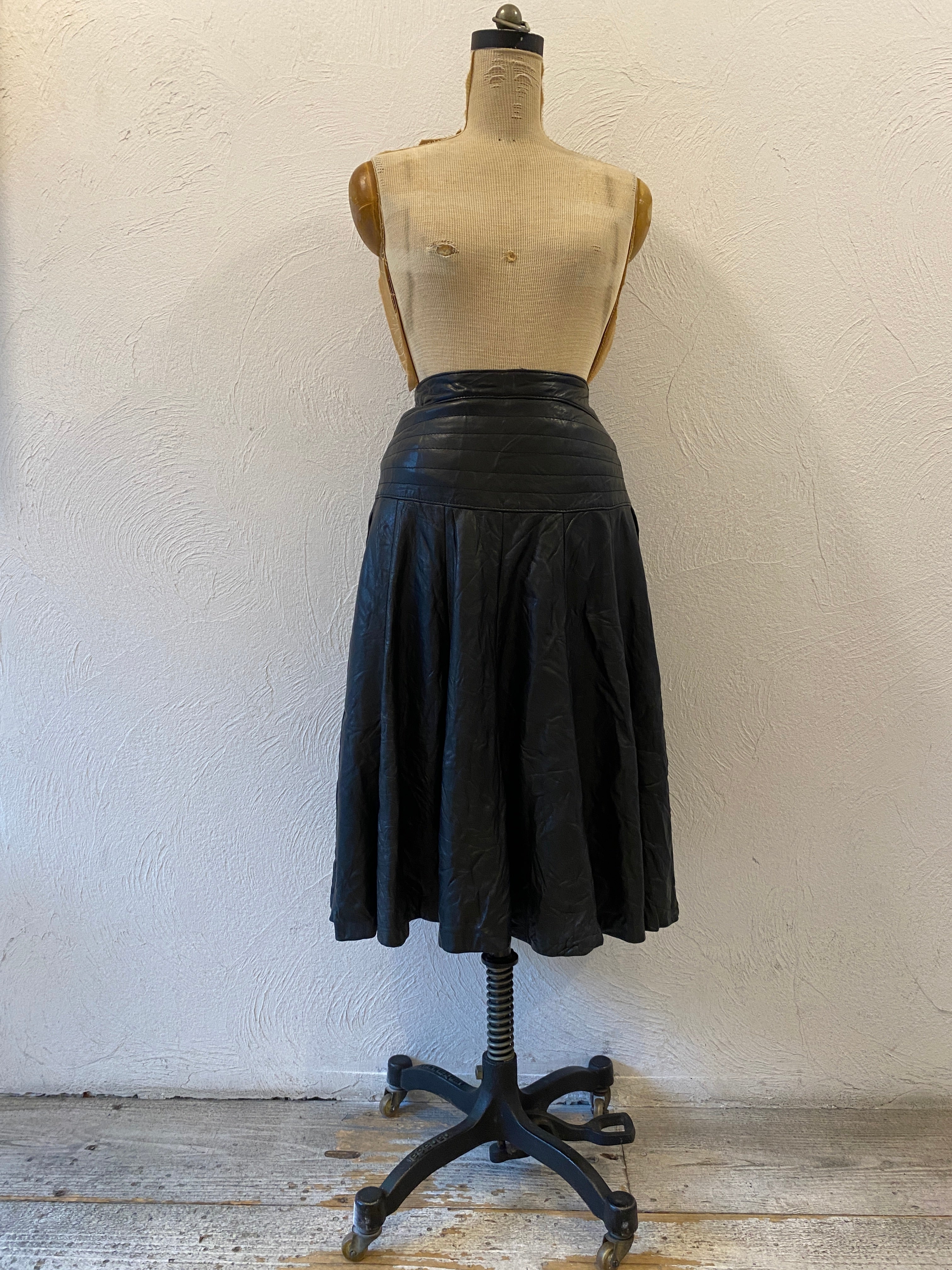 leather flare skirt