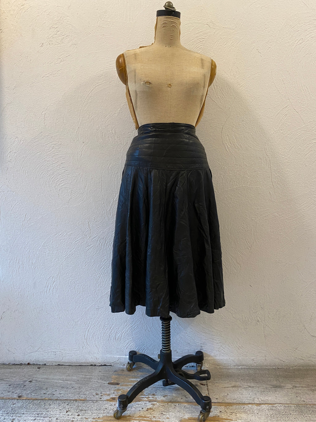 leather flare skirt