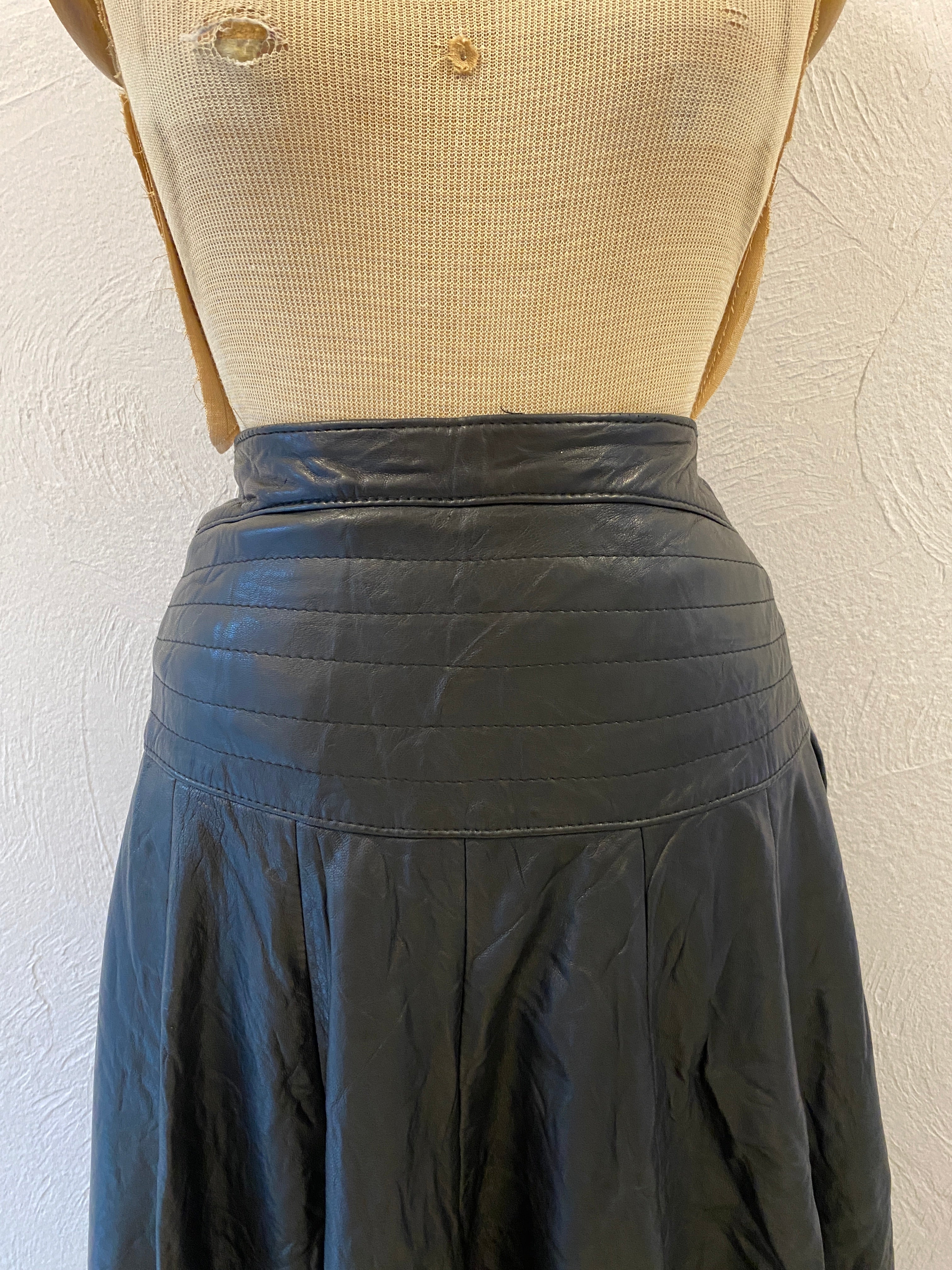 leather flare skirt