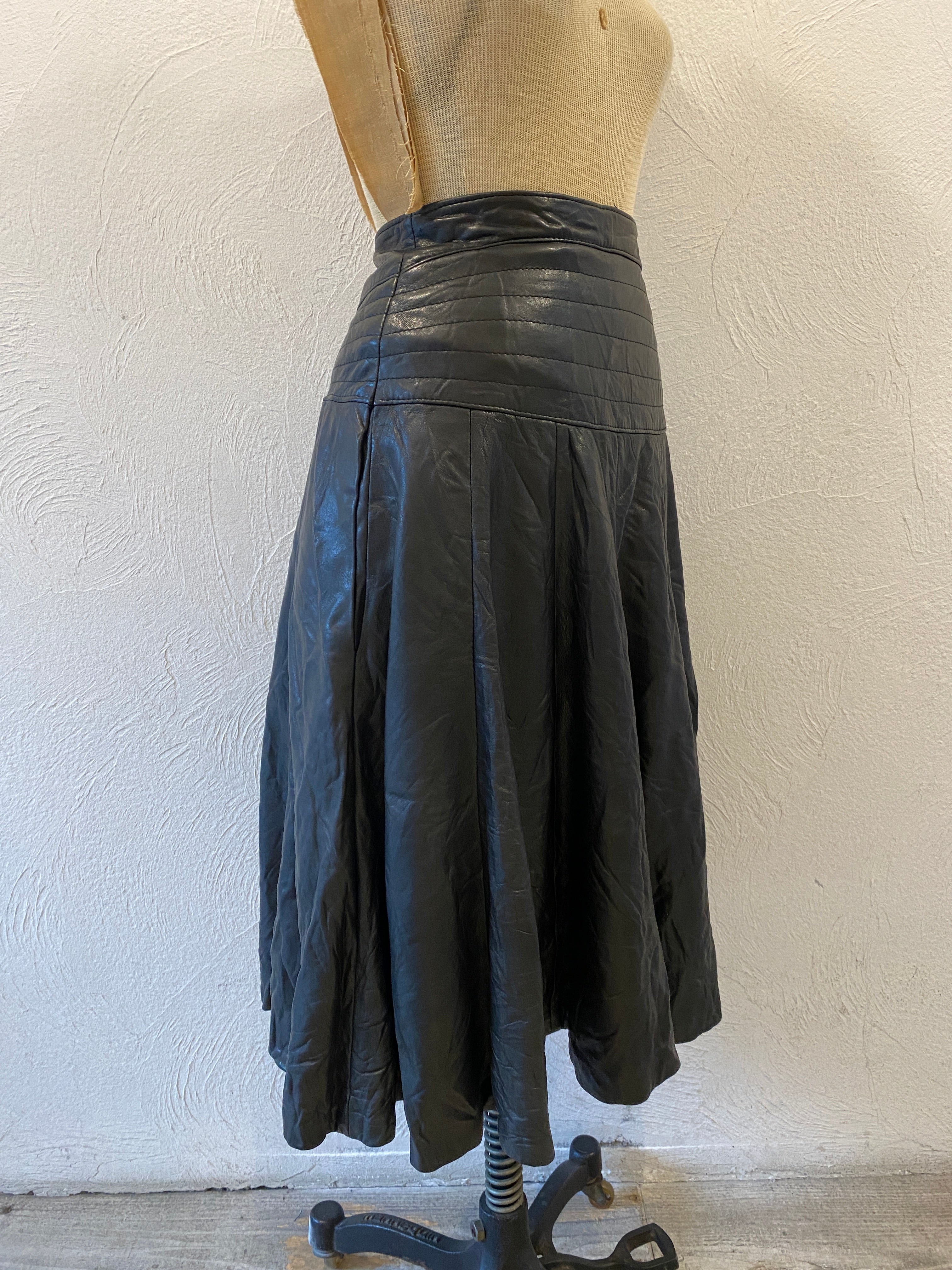 leather flare skirt