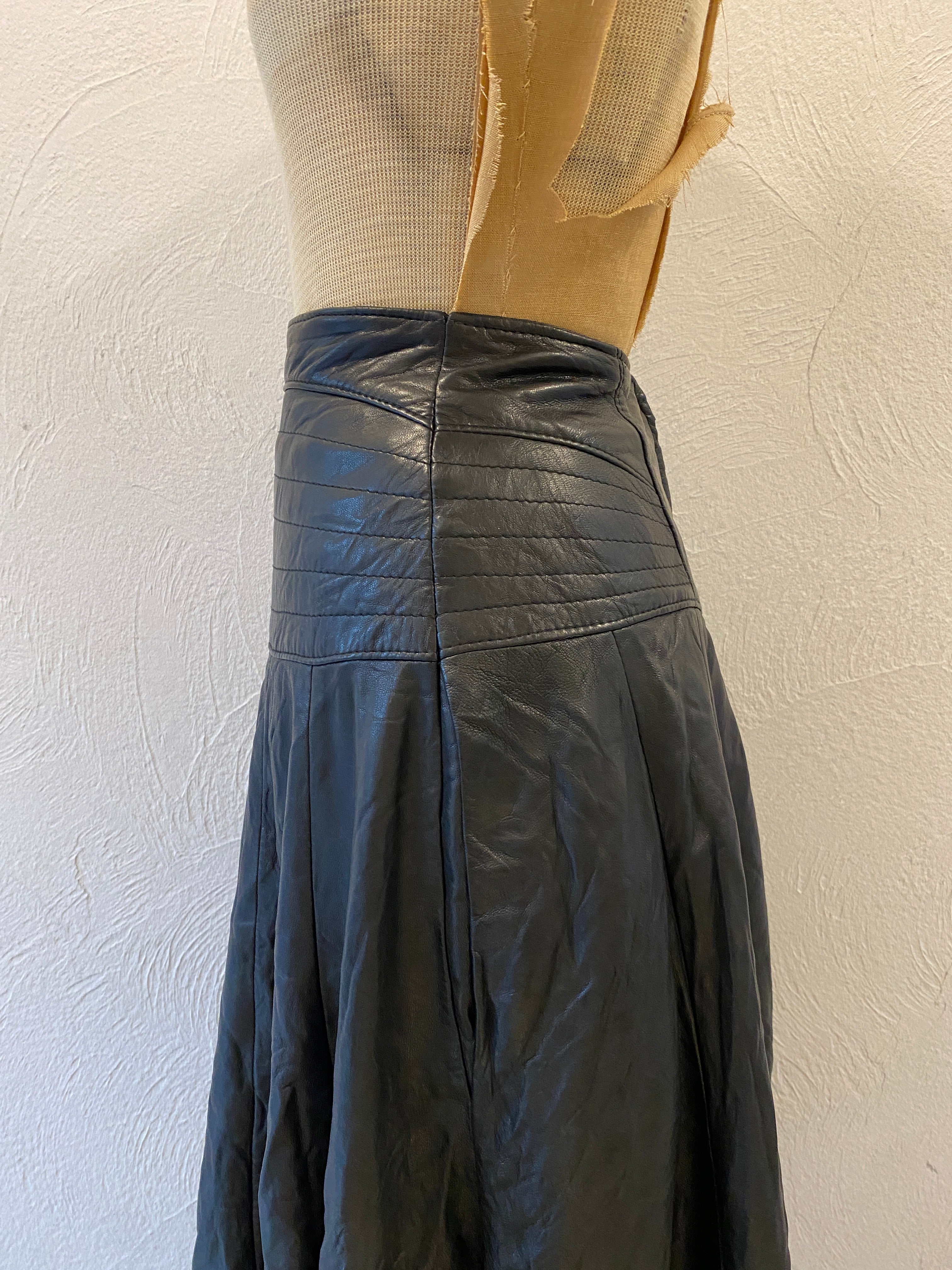 leather flare skirt