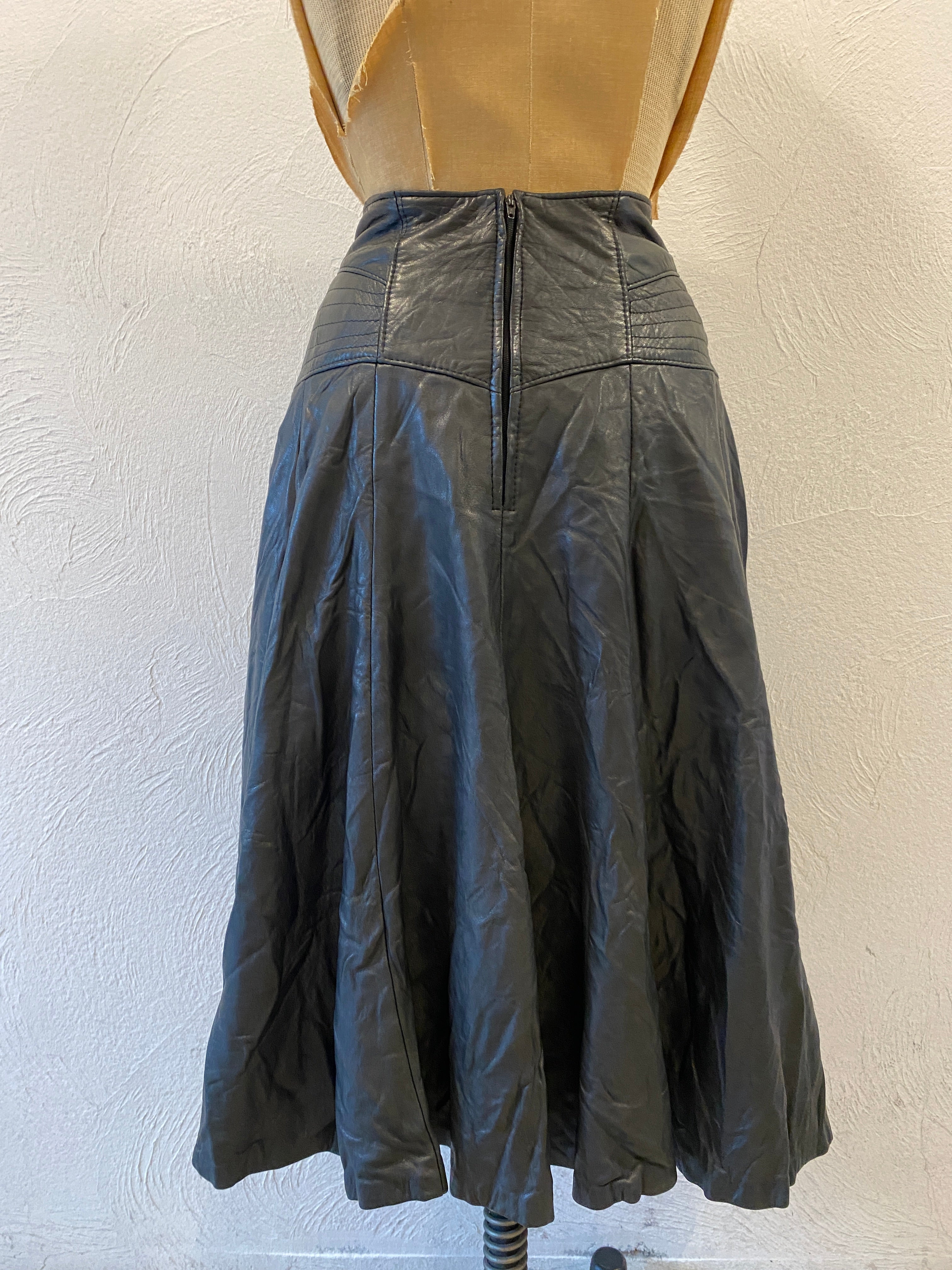 leather flare skirt