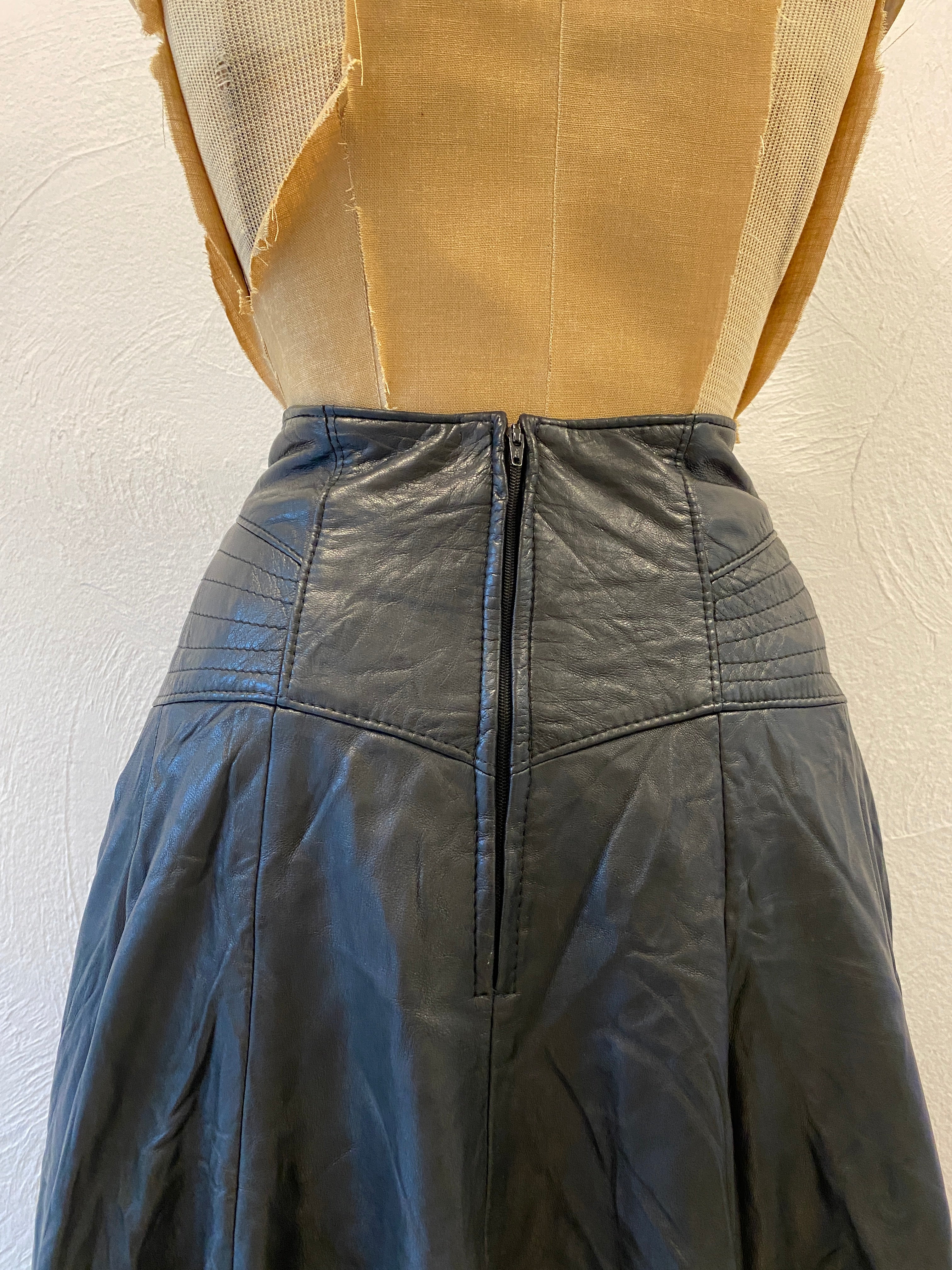 leather flare skirt