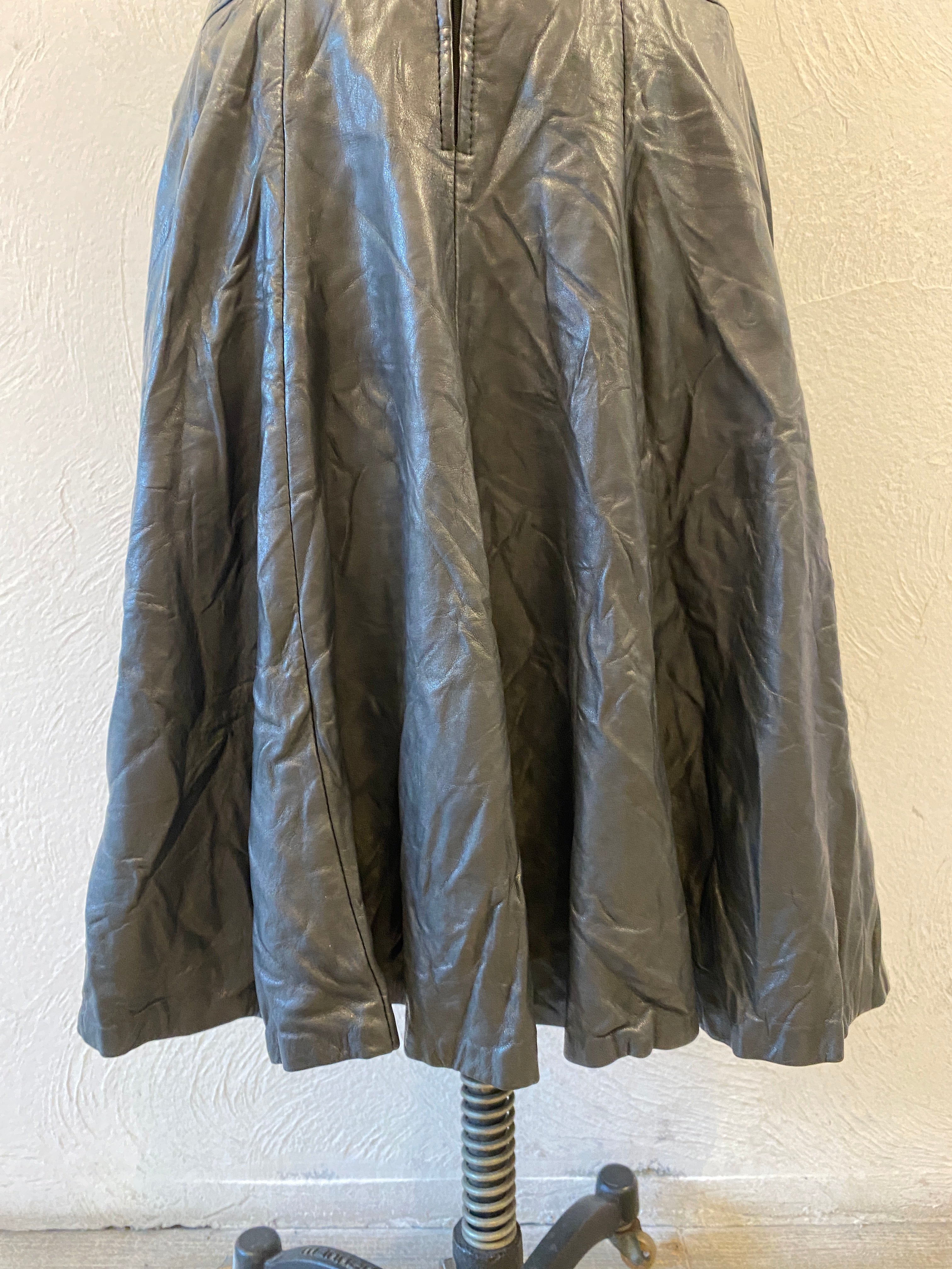 leather flare skirt