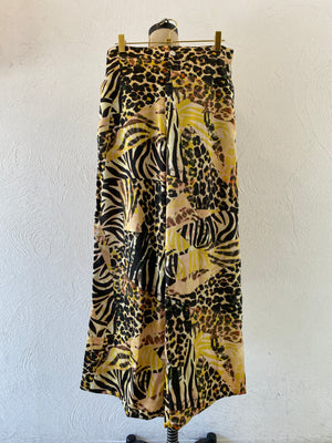 leopard satin wide pants