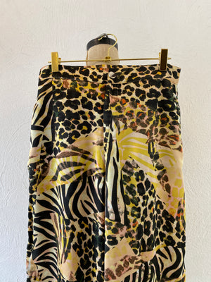 leopard satin wide pants
