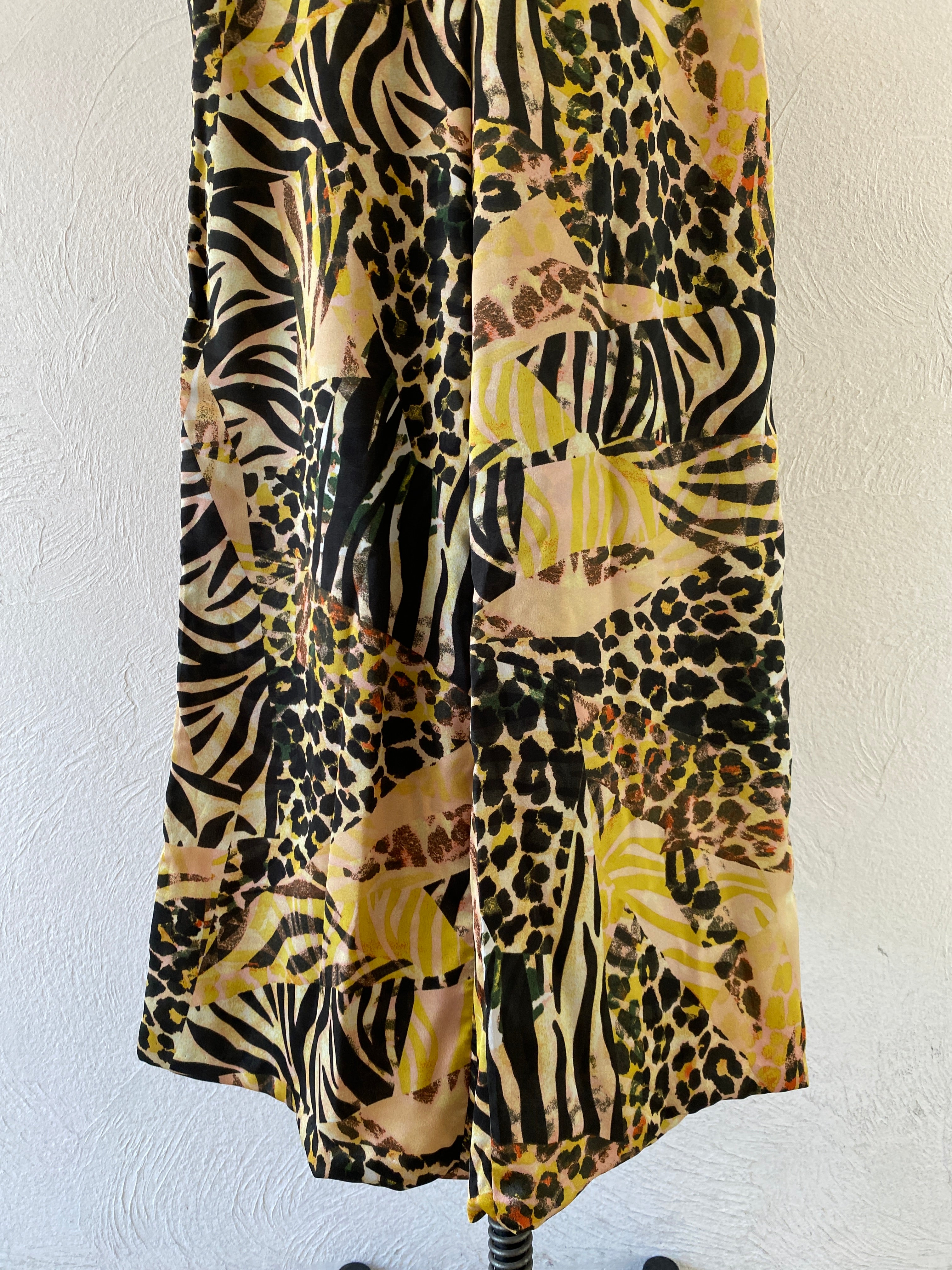 leopard satin wide pants