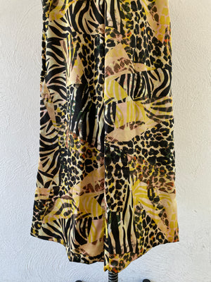 leopard satin wide pants
