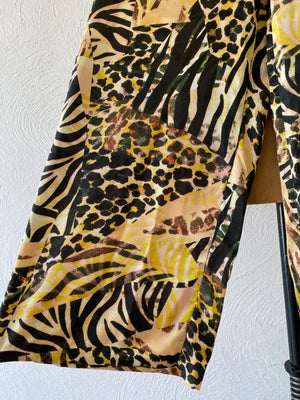 leopard satin wide pants