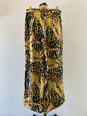 leopard satin wide pants