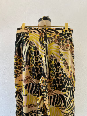 leopard satin wide pants