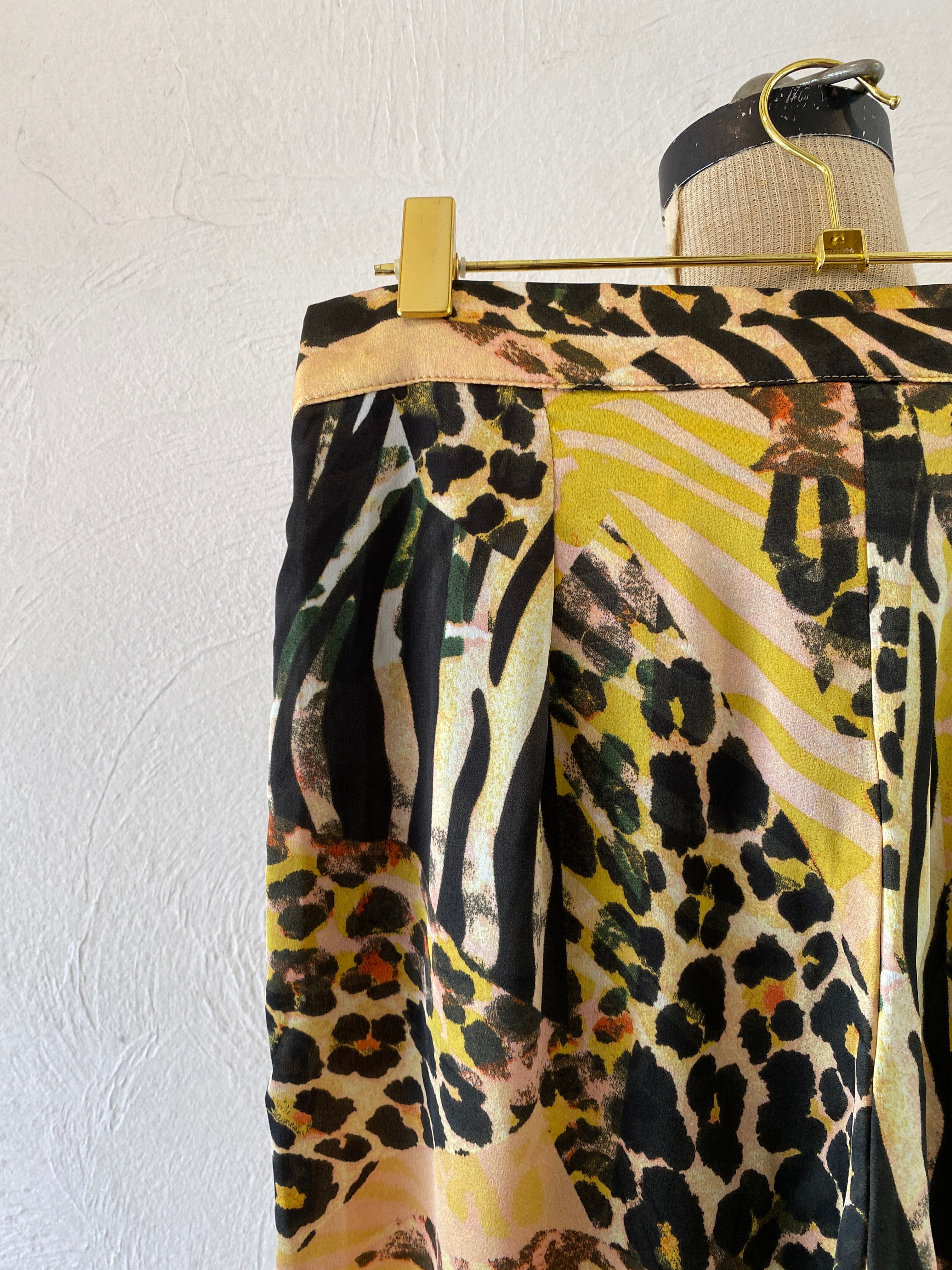 leopard satin wide pants
