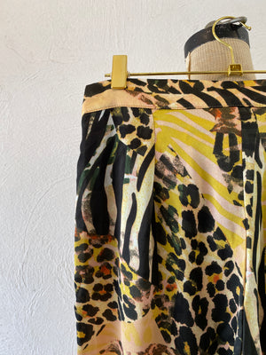 leopard satin wide pants