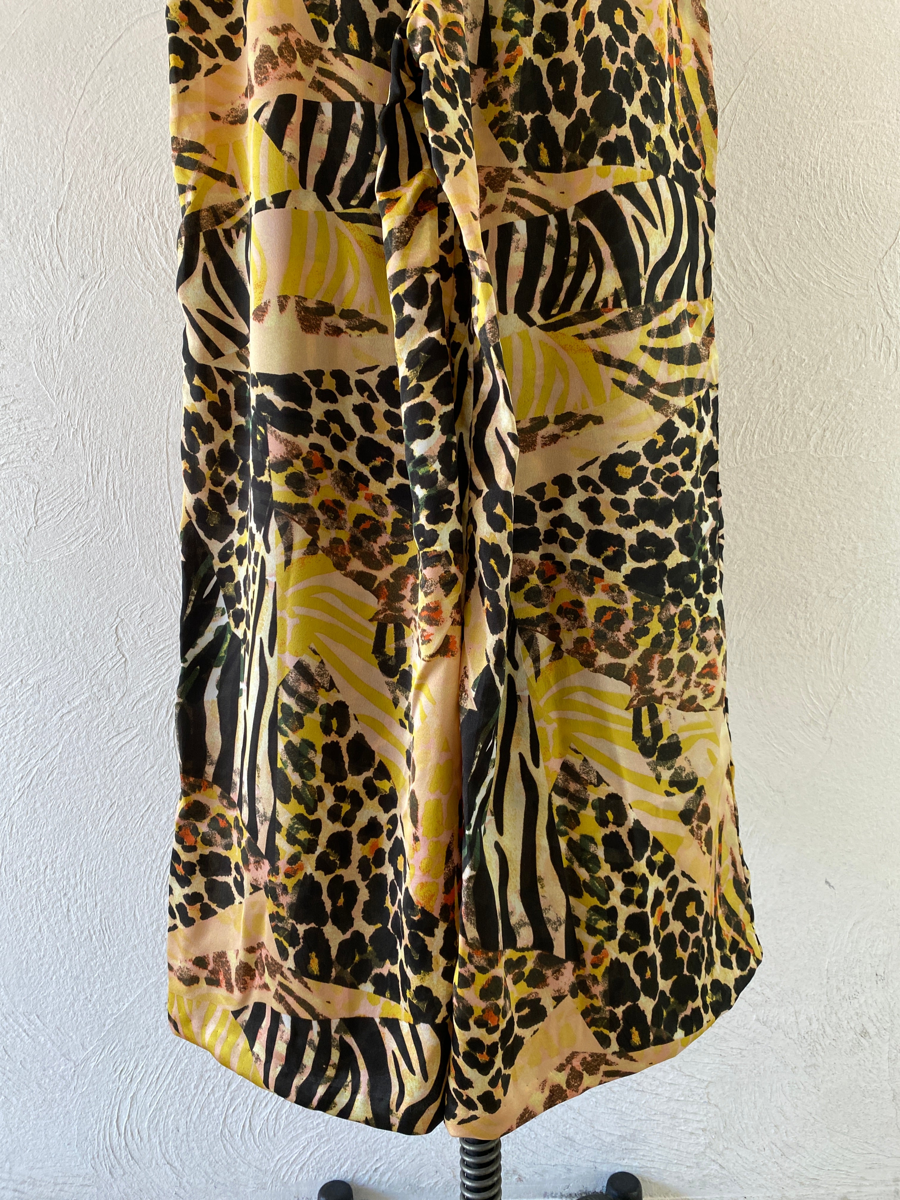 leopard satin wide pants