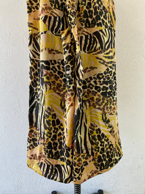 leopard satin wide pants