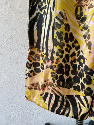 leopard satin wide pants