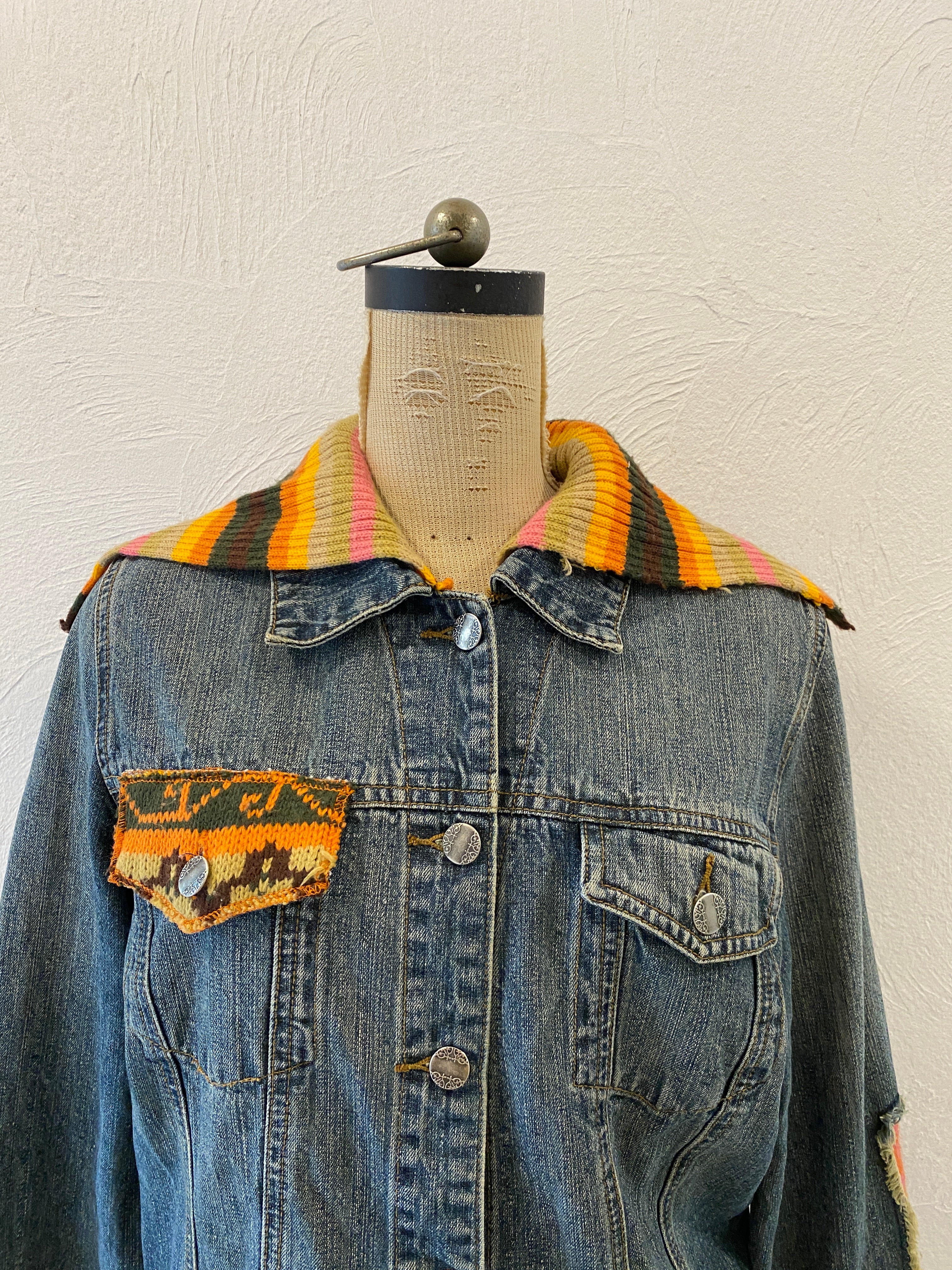 docking knit denim jacket