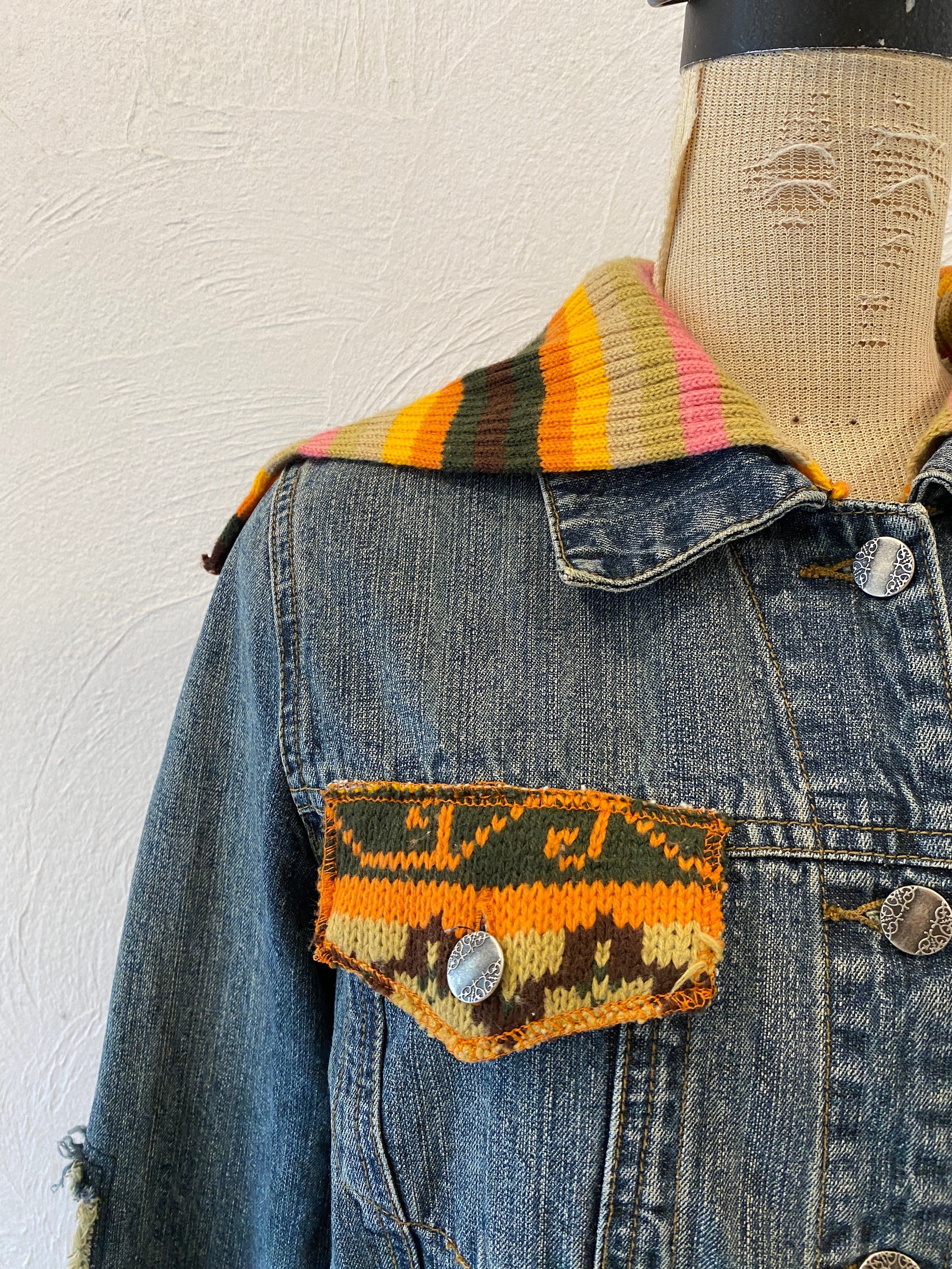 docking knit denim jacket
