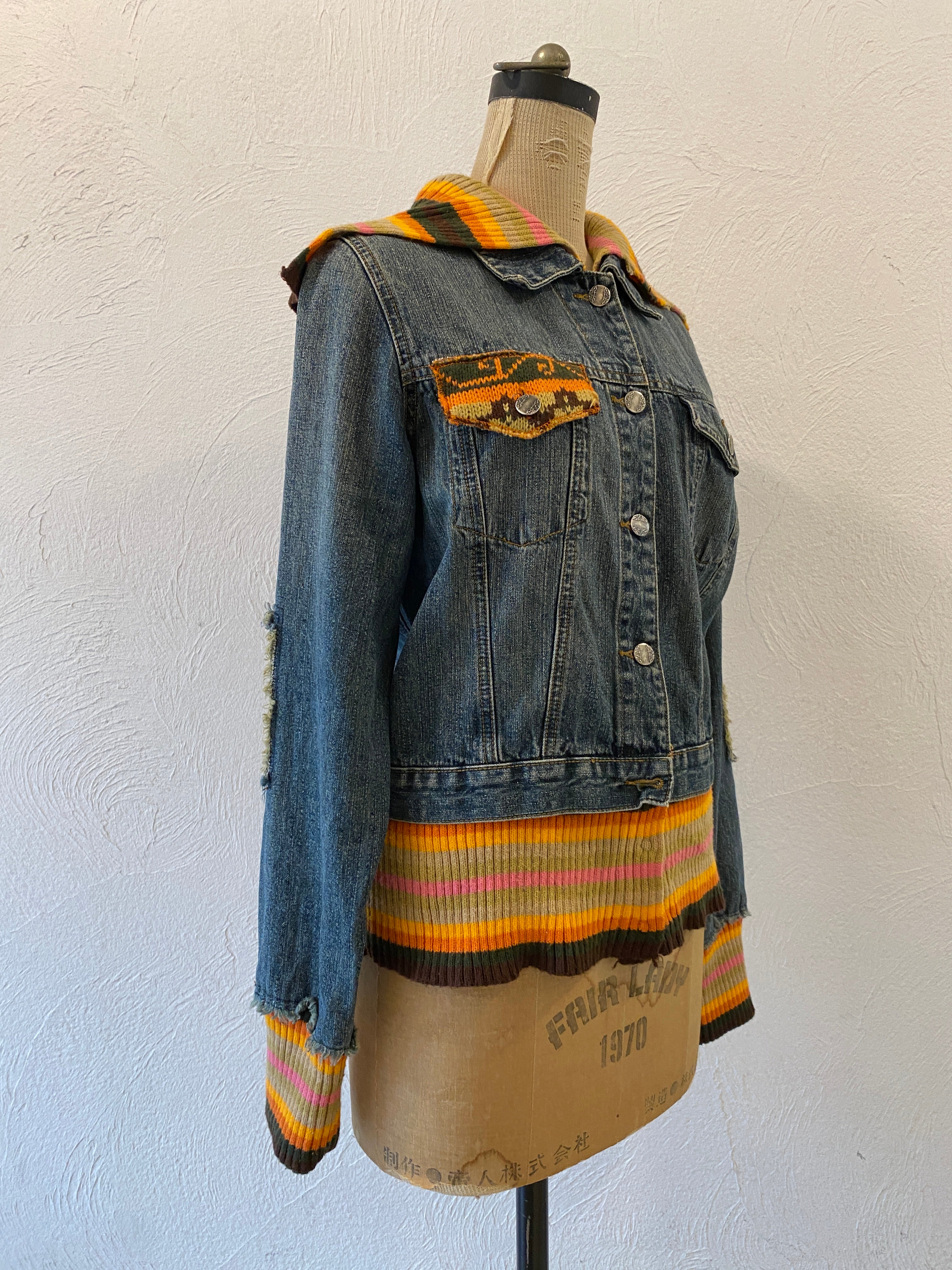docking knit denim jacket