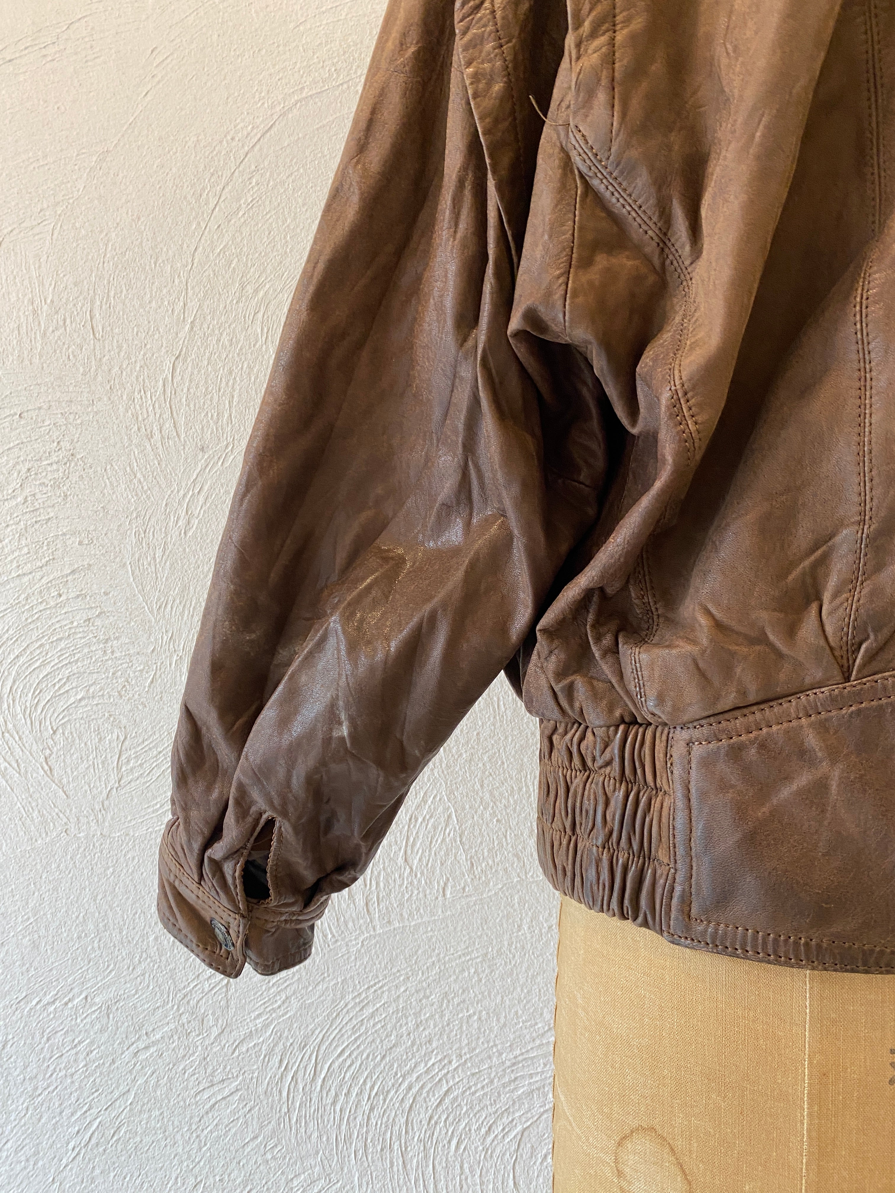 leather boa blouson