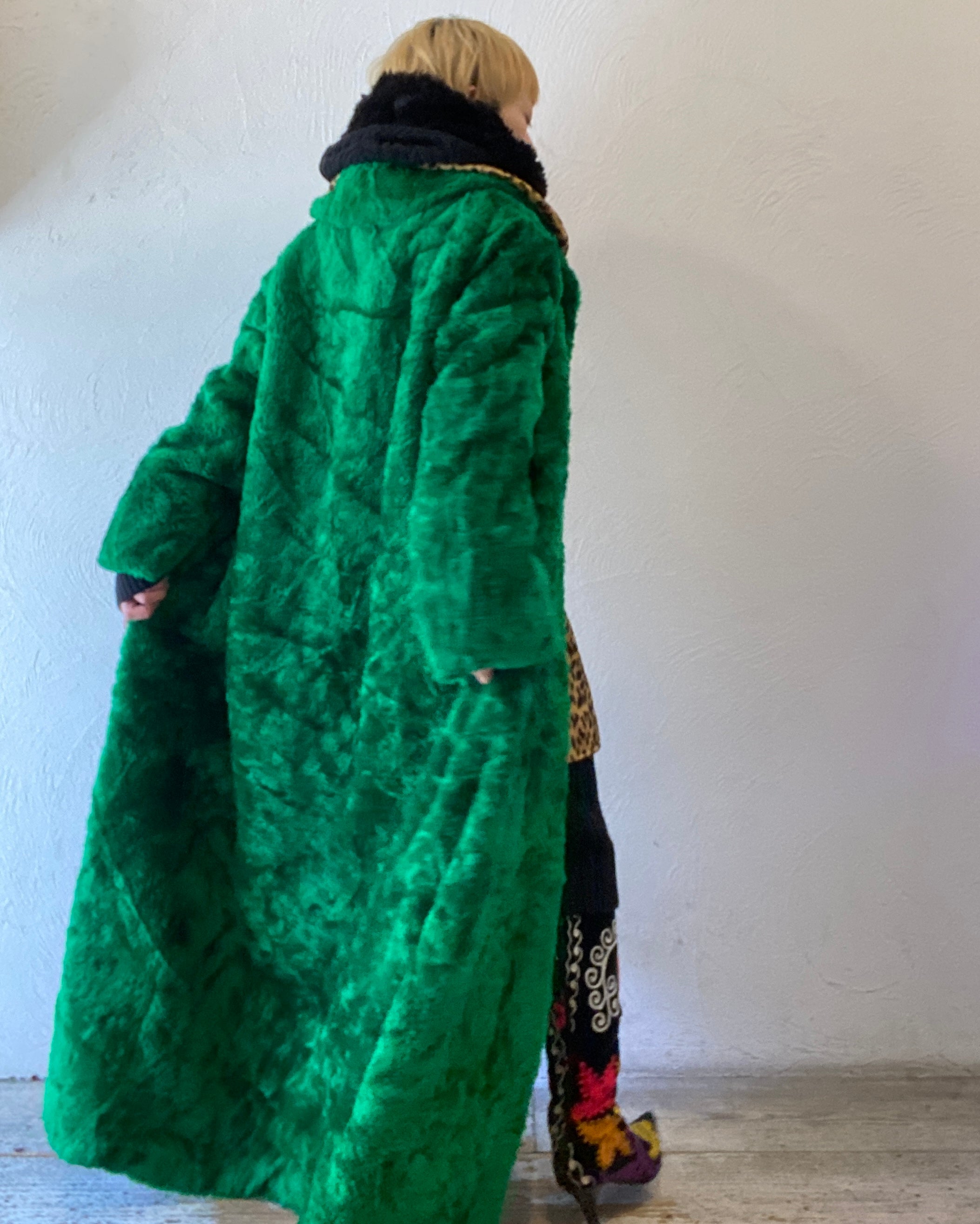 green fur coat