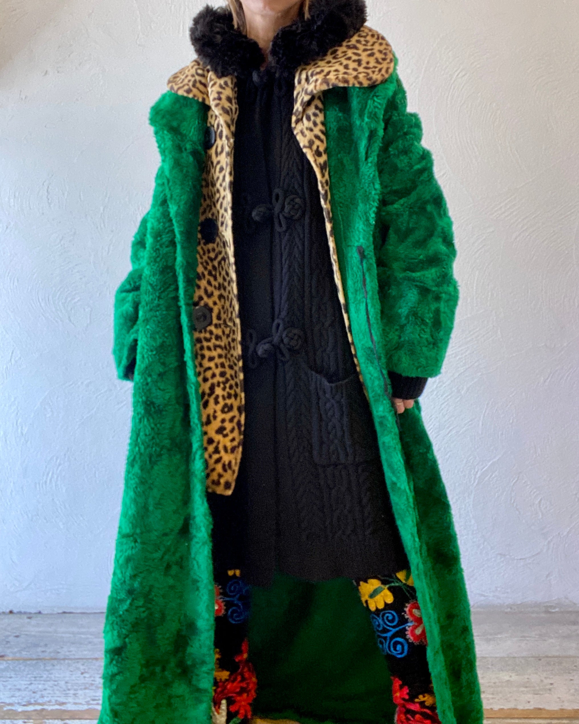 green fur coat