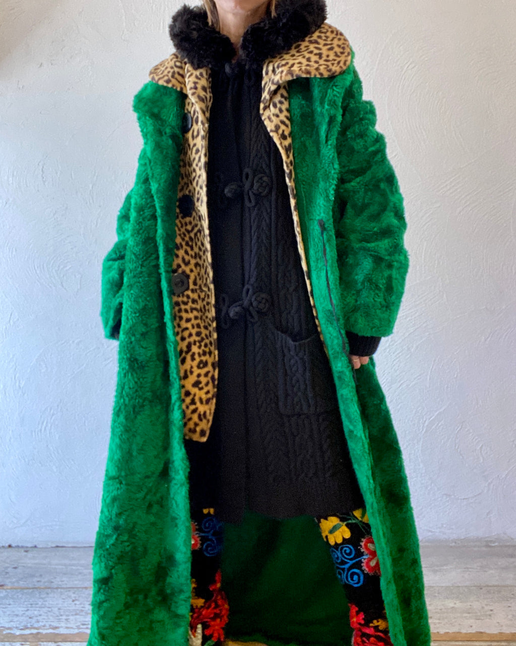 green fur coat