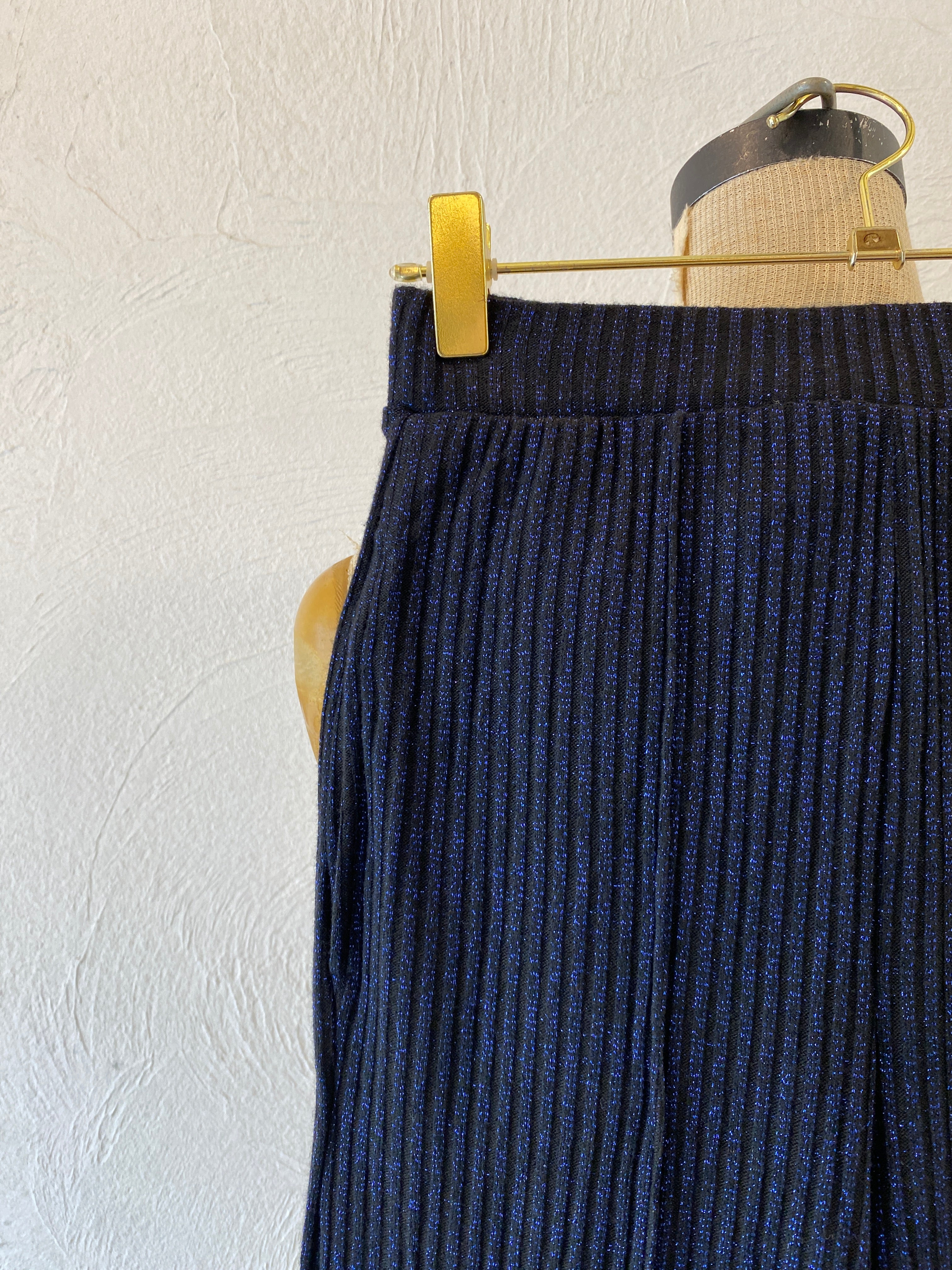 shiny blue knit pants