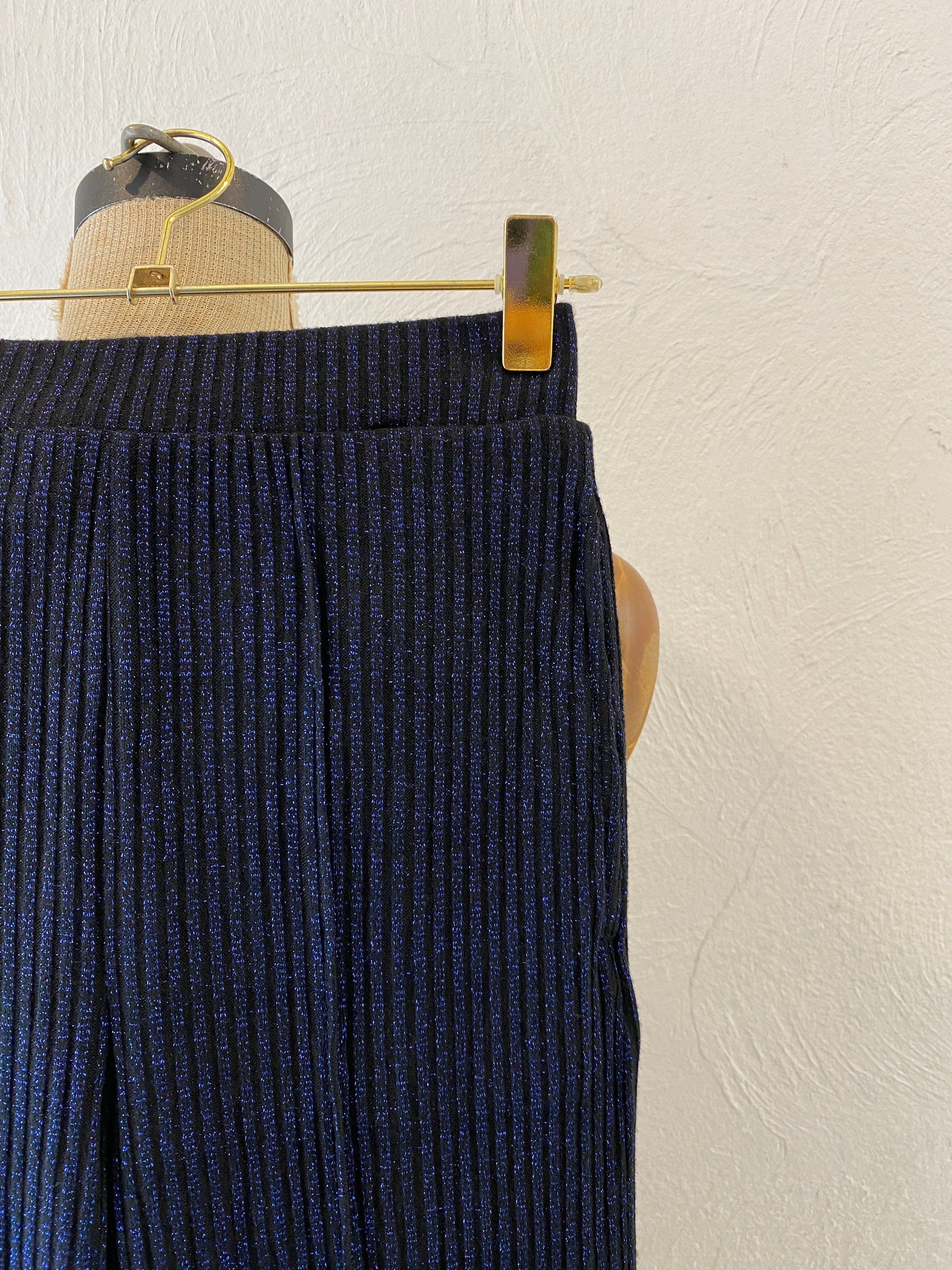 shiny blue knit pants