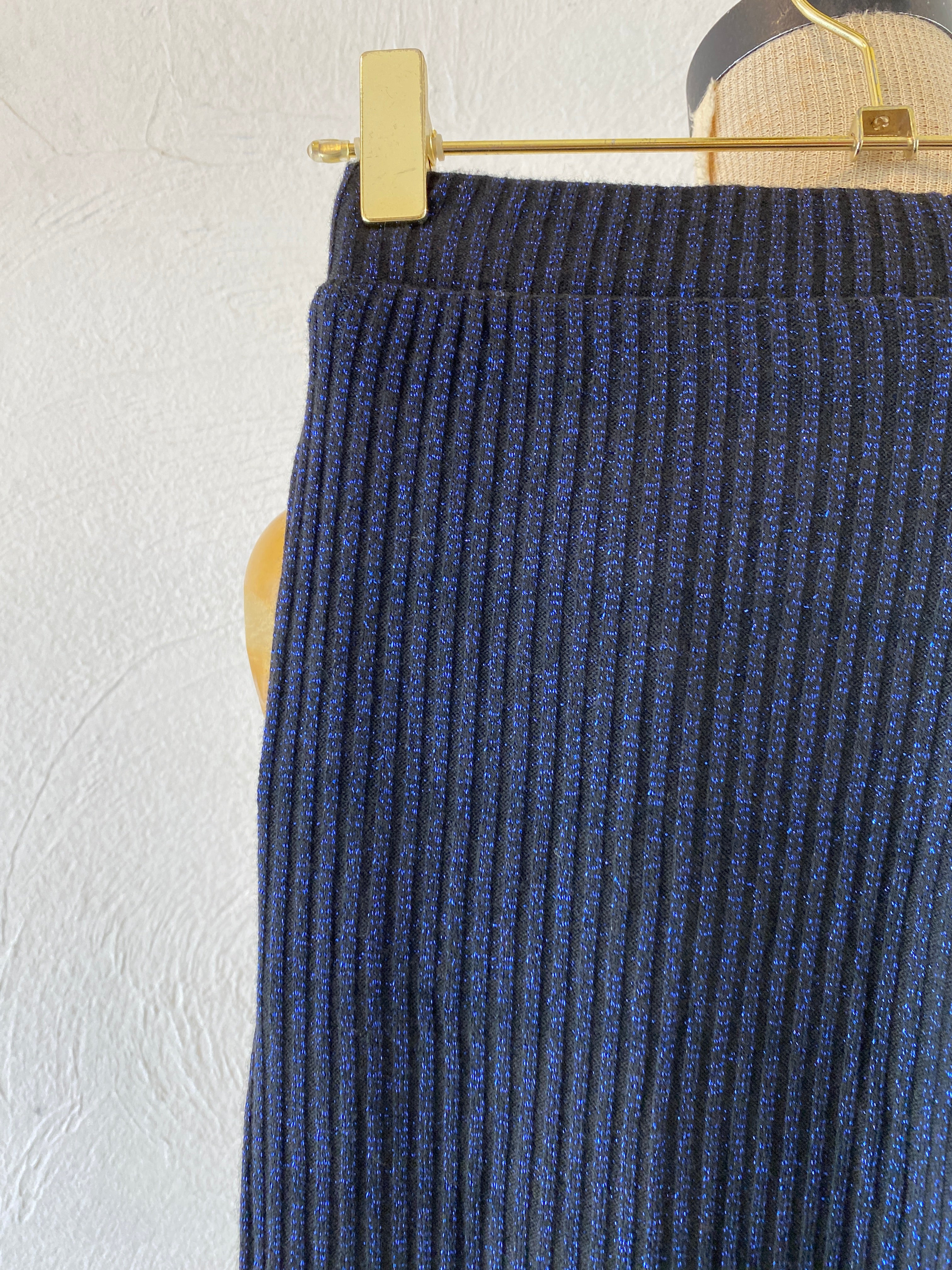 shiny blue knit pants