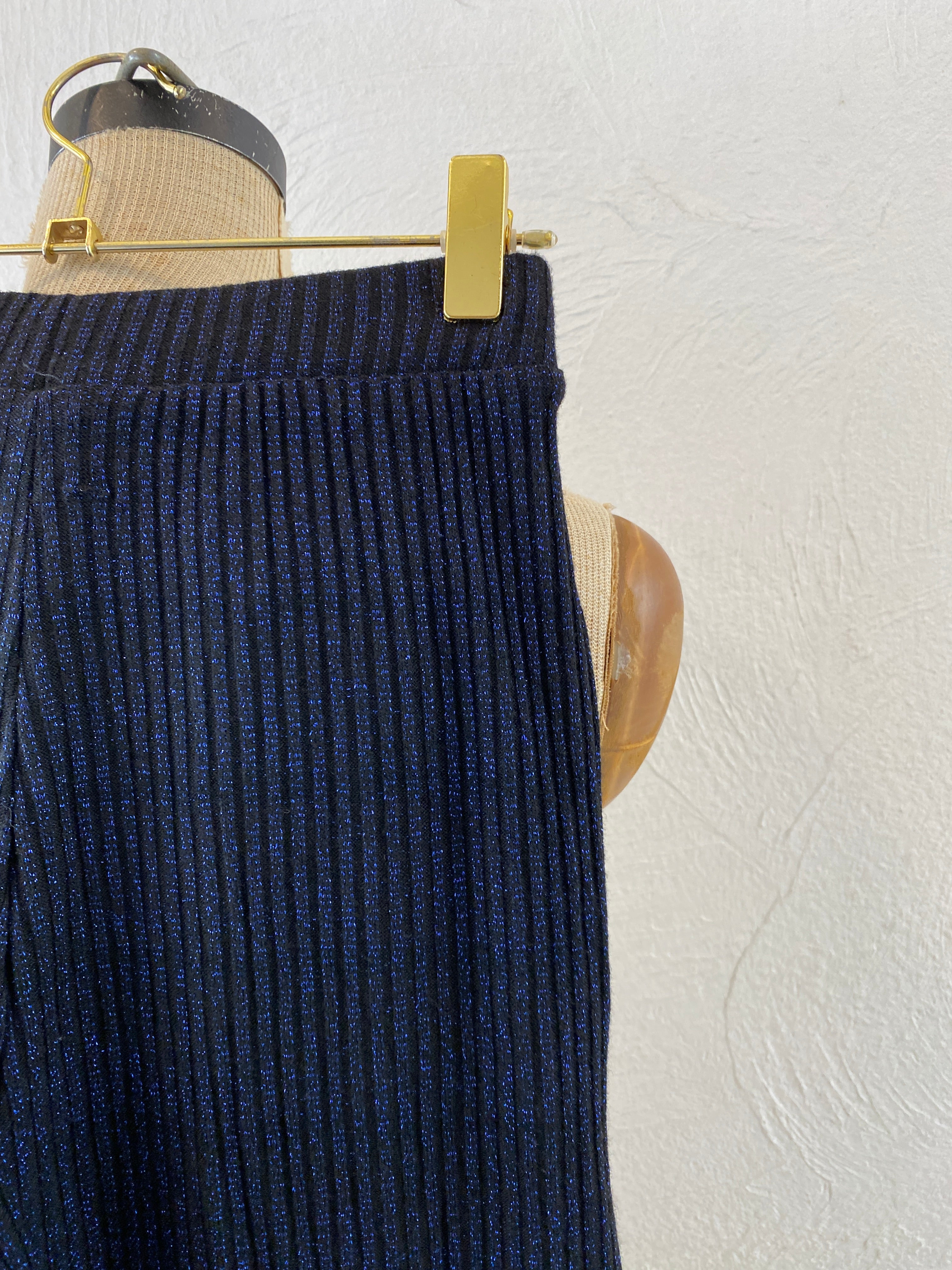 shiny blue knit pants