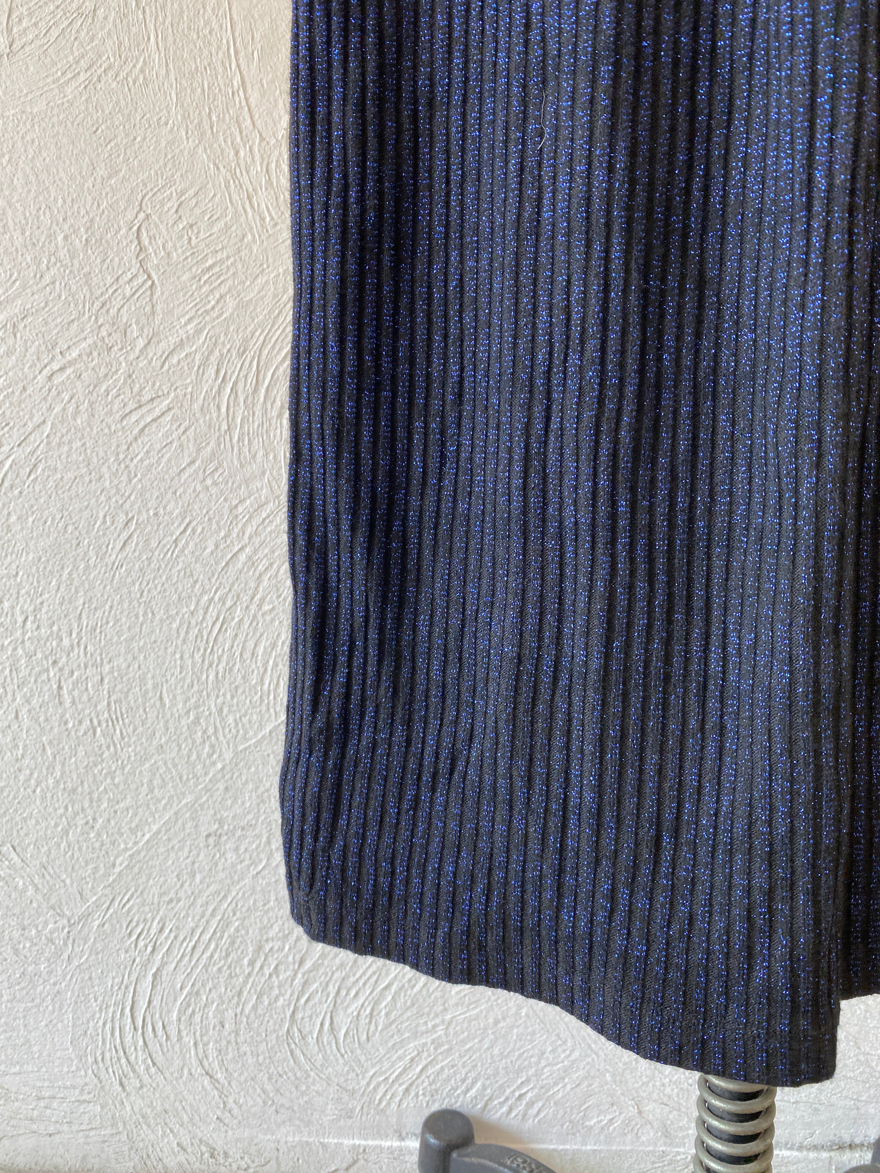 shiny blue knit pants