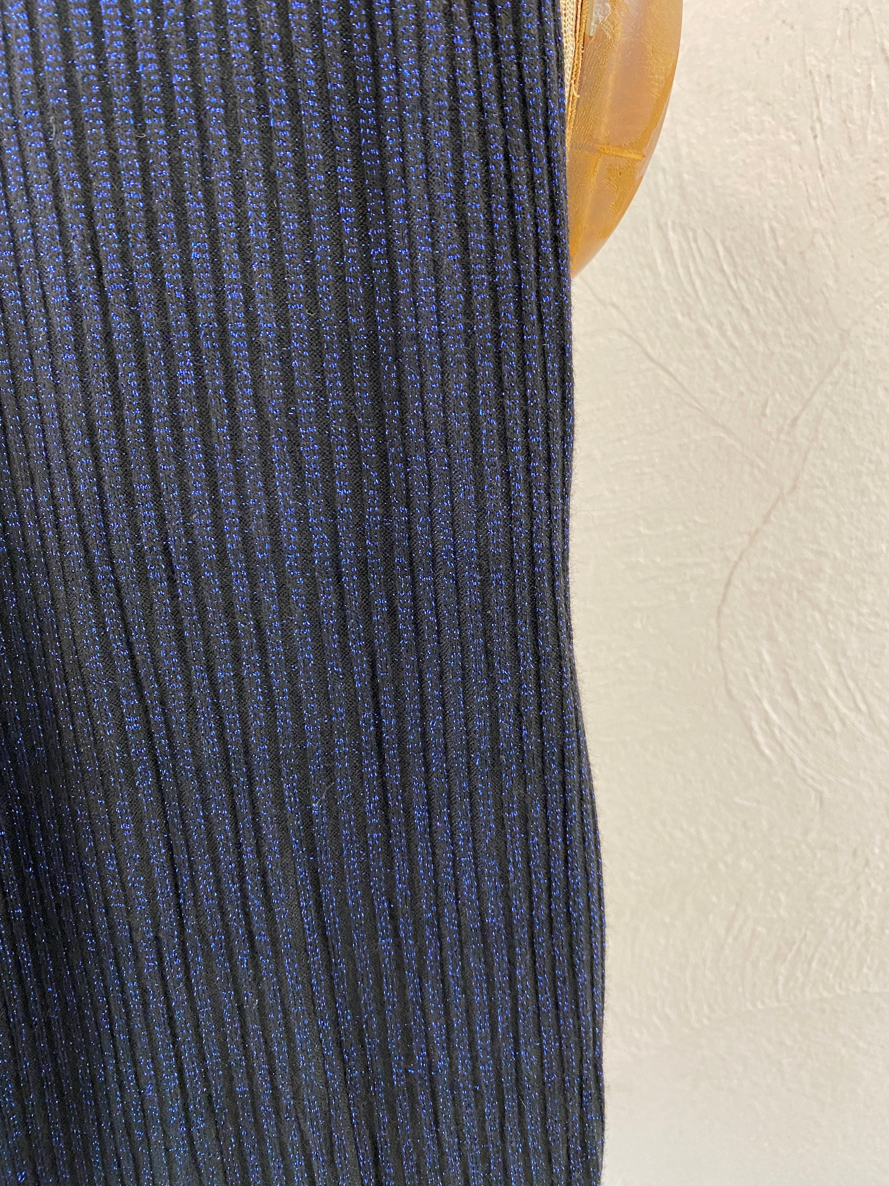 shiny blue knit pants