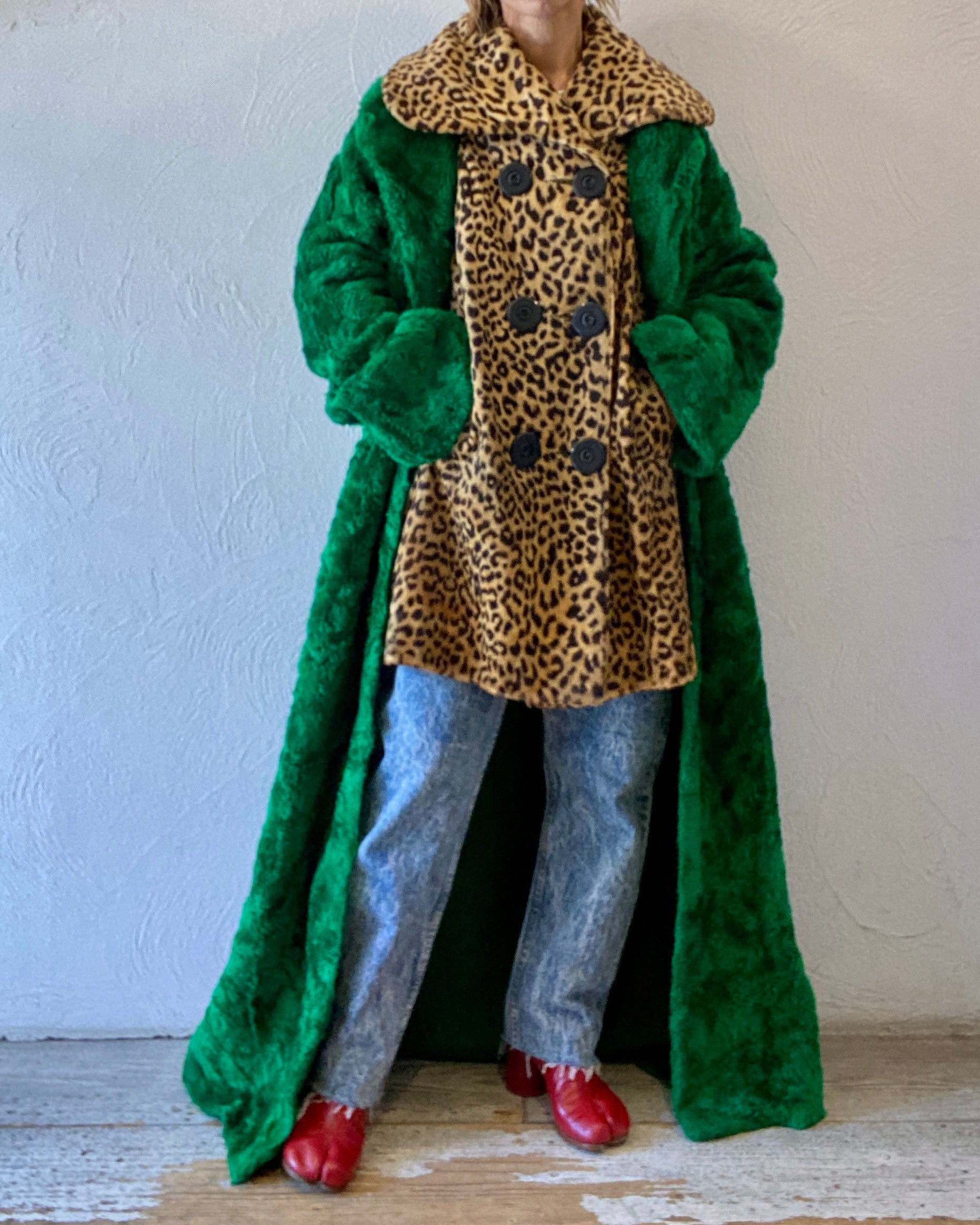 green fur coat
