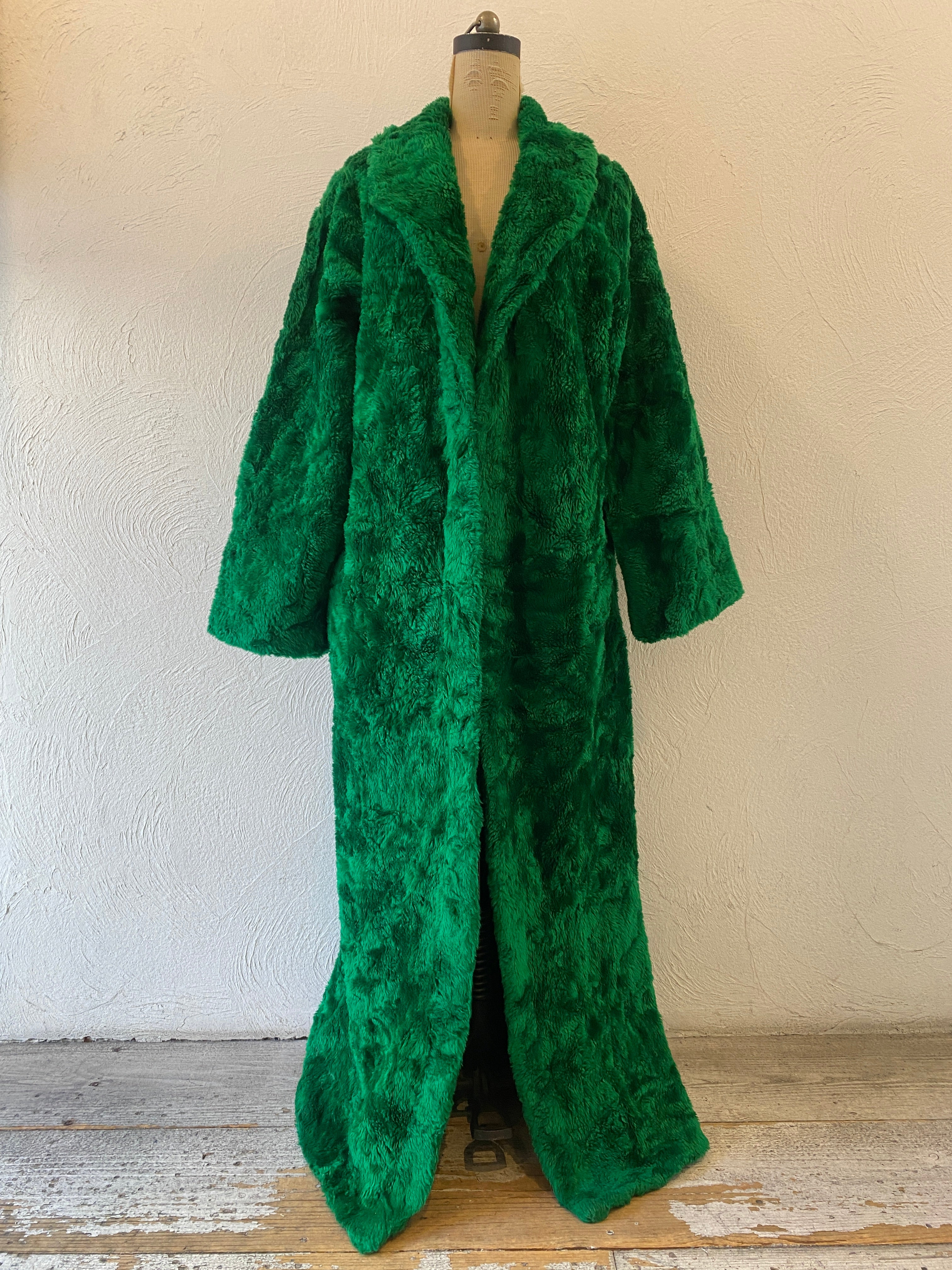green fur coat