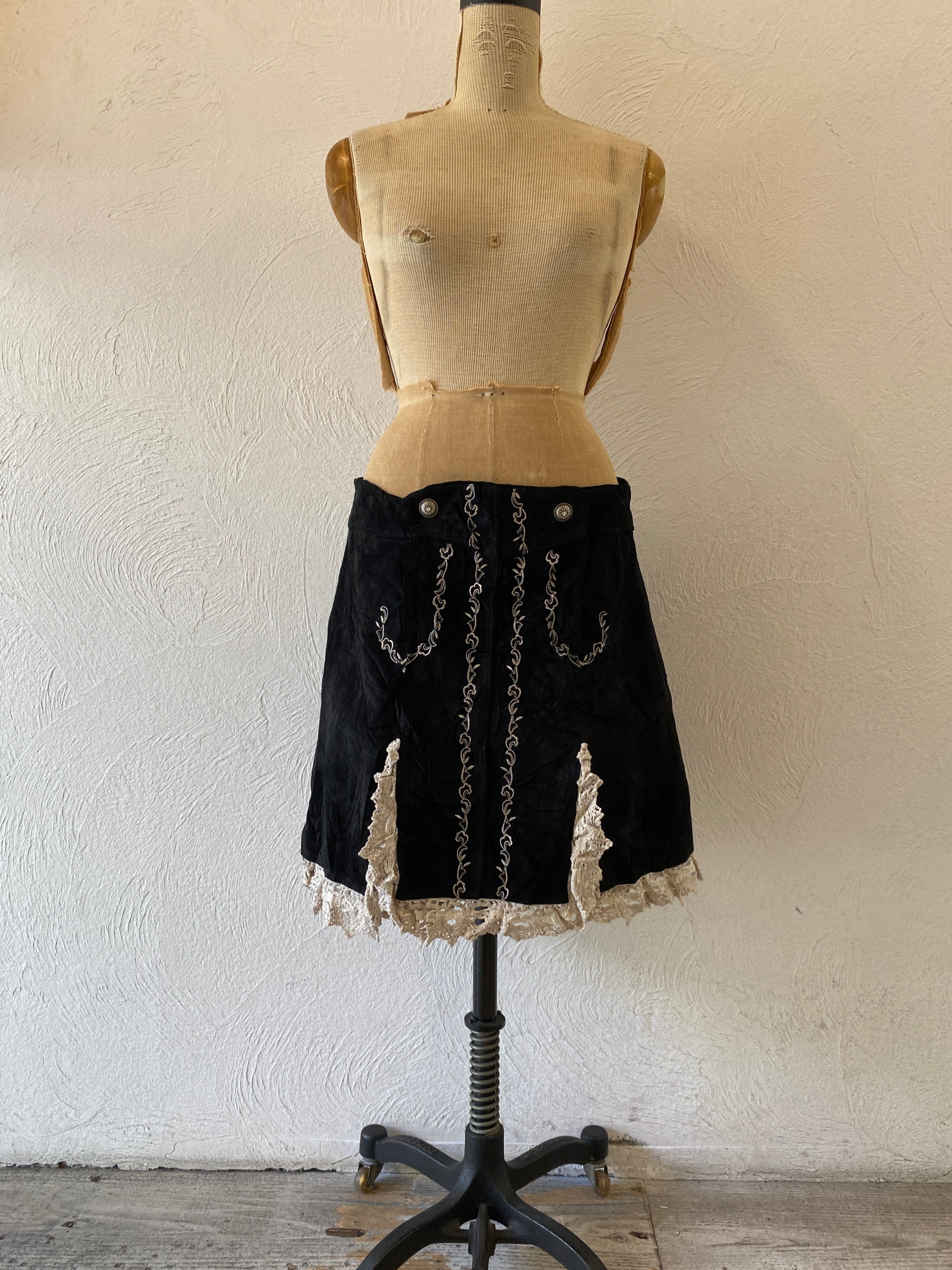 lace leather skirt