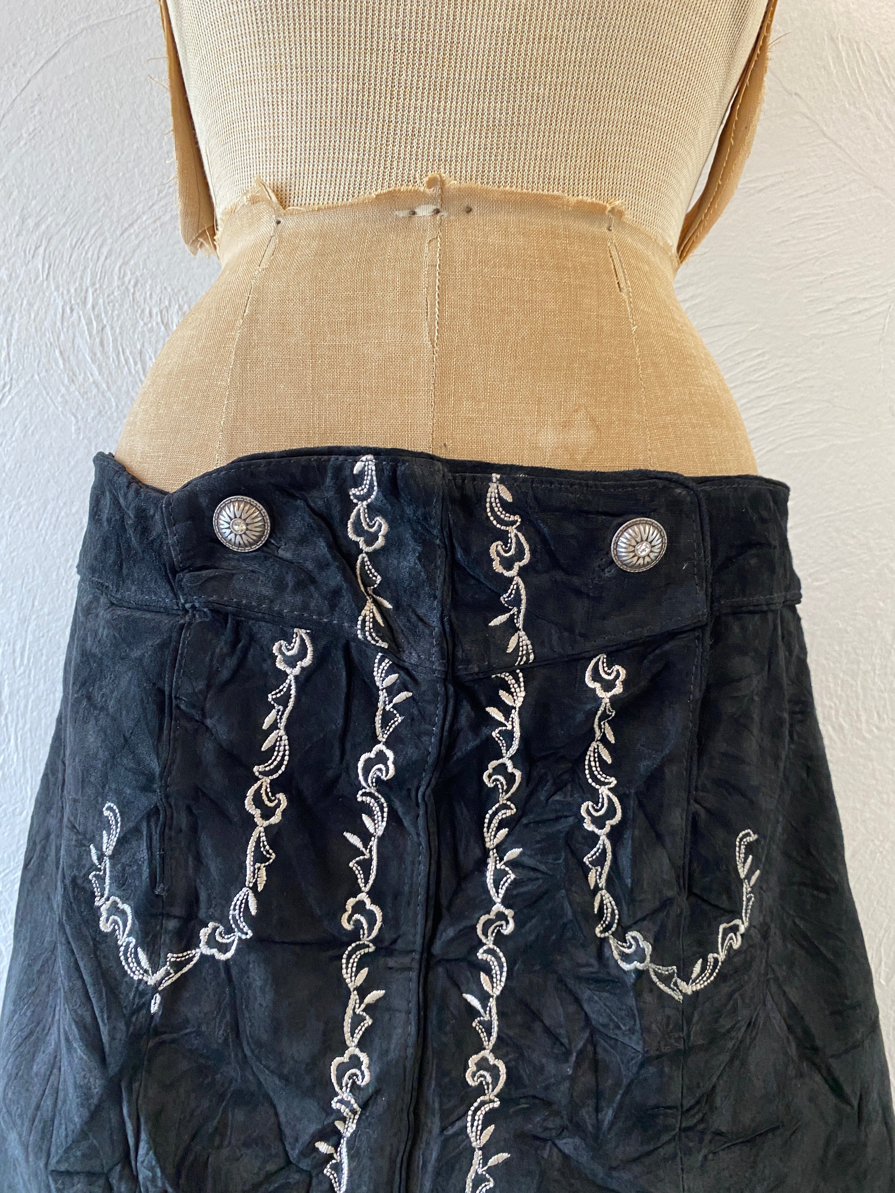 lace leather skirt