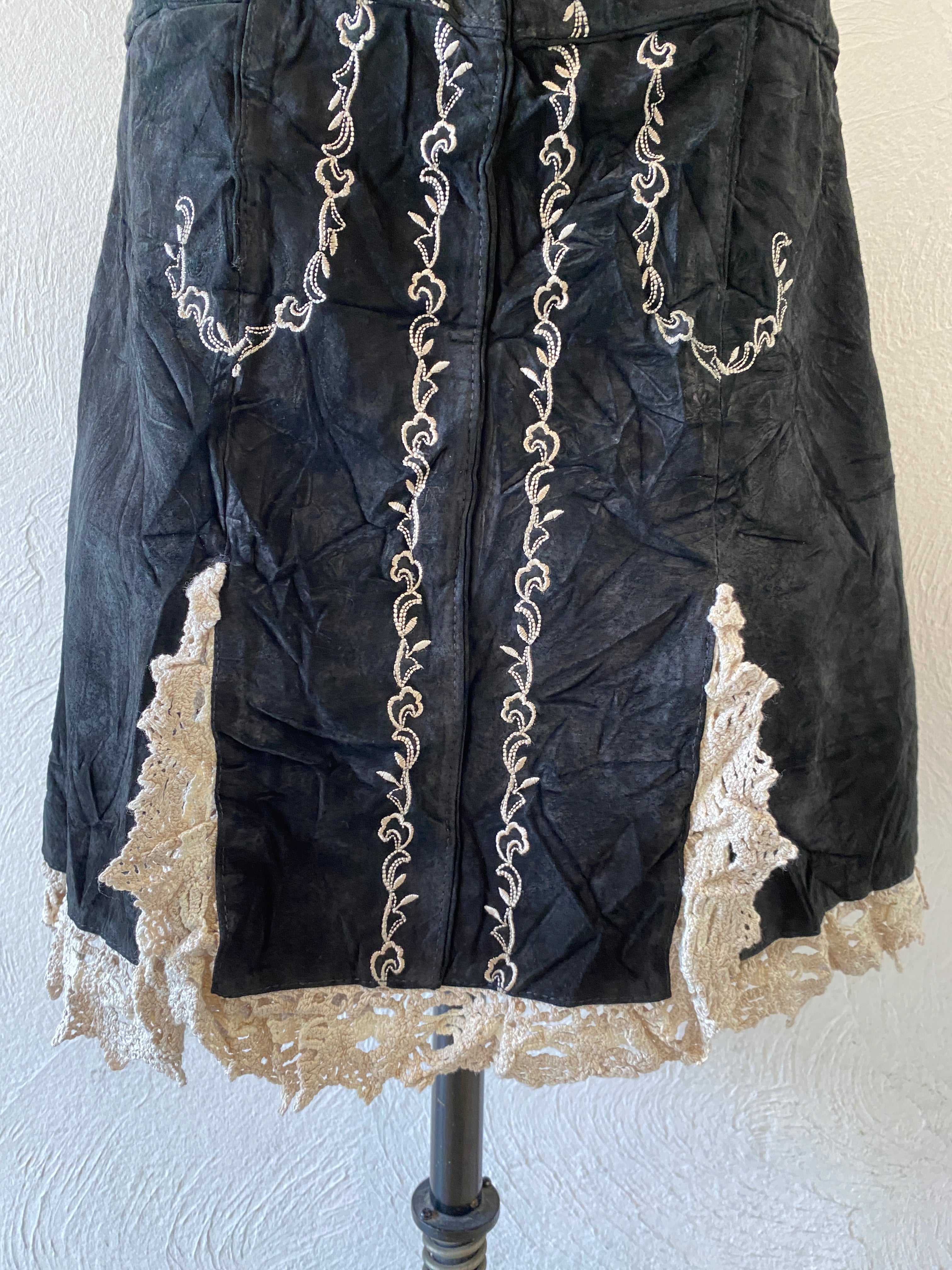lace leather skirt
